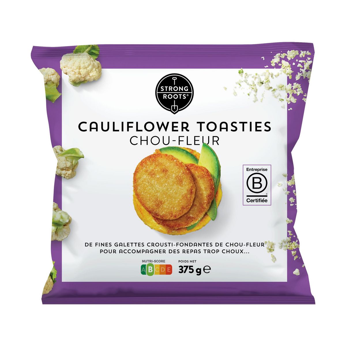 STRONG ROOTS Cauliflower toasties galettes de  chou fleur 375g