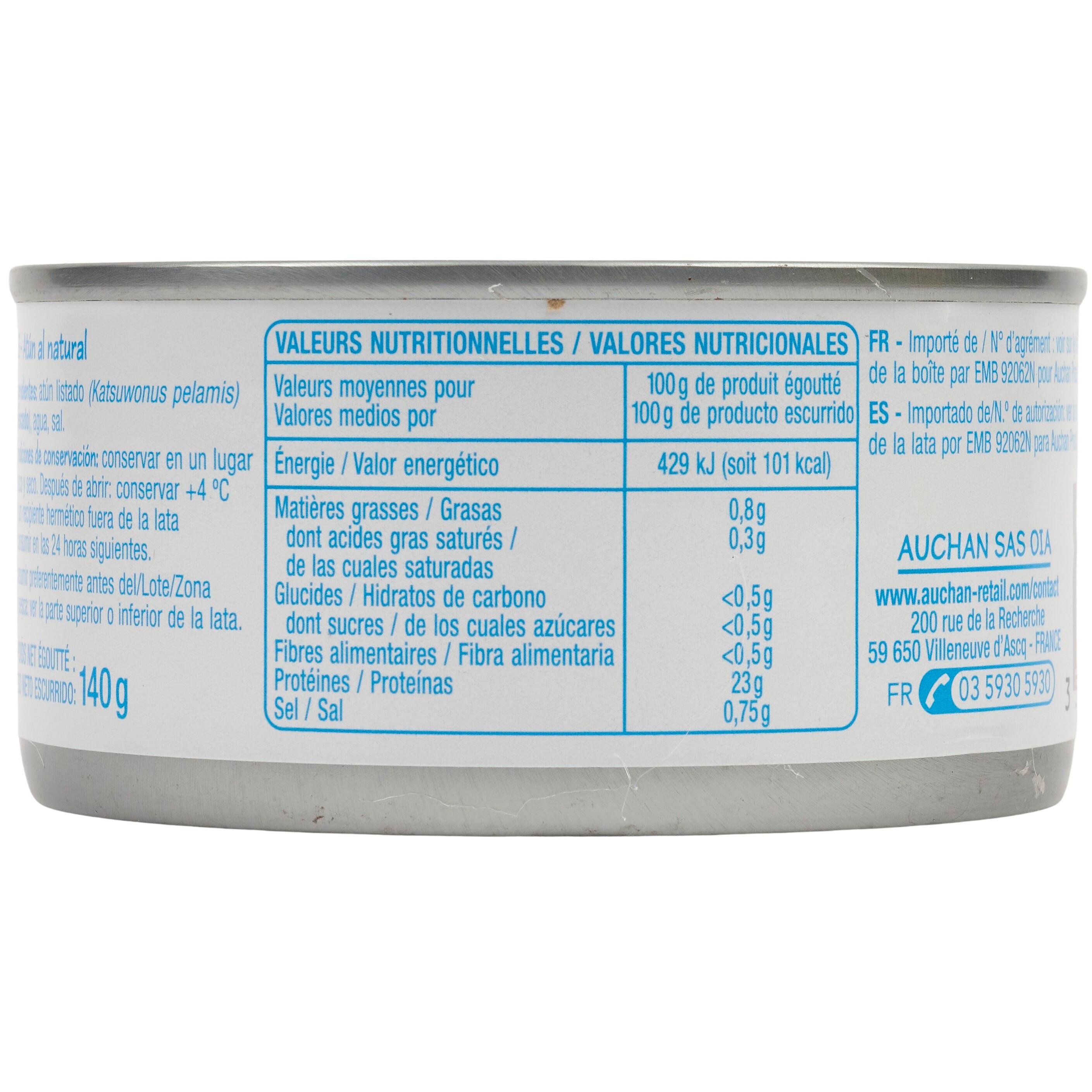 Voir la diapositive 2 : POUCE Thon entier listao naturel 140g
