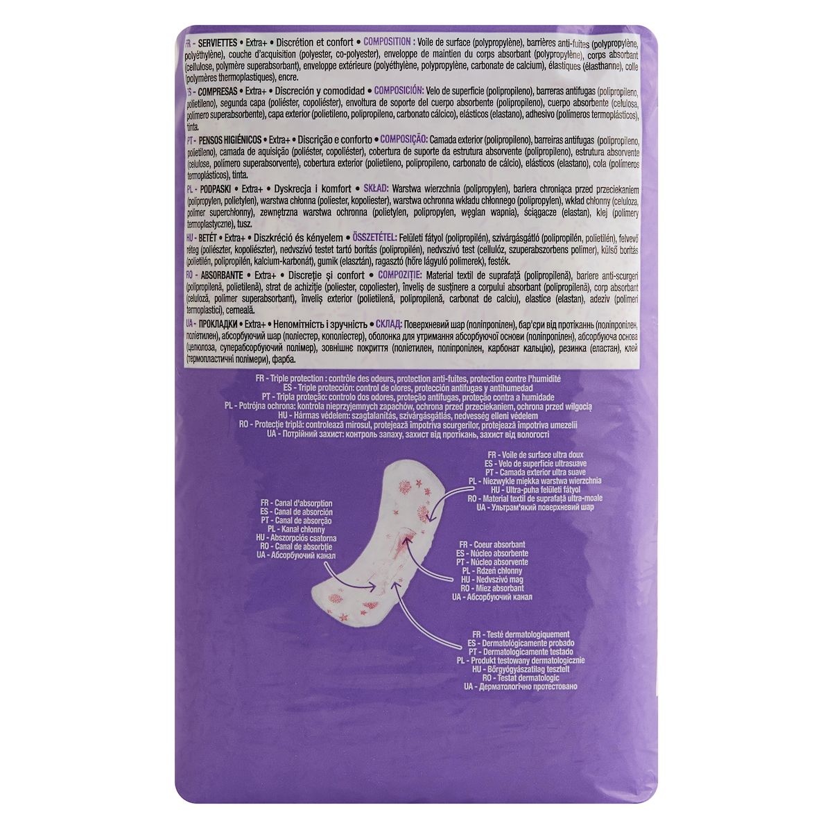 AUCHAN Serviettes hygiéniques sans ailettes extra+ 16 serviettes