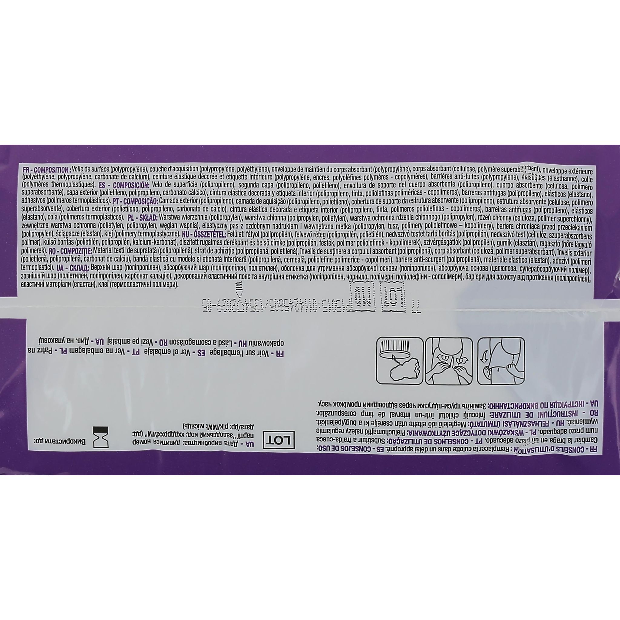 Voir la diapositive 2 : AUCHAN Culottes discreet incontinence blanc décoré taille M 70-100cm 10 culottes