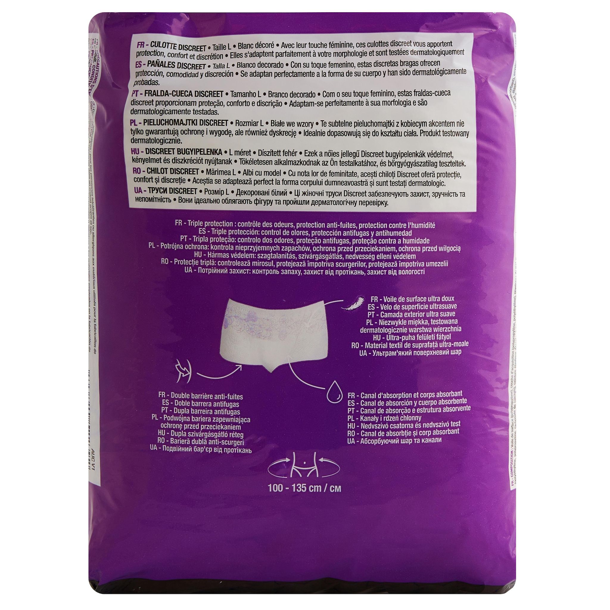 Voir la diapositive 2 : AUCHAN Culottes discreet blanc décoré taille L 10 culottes