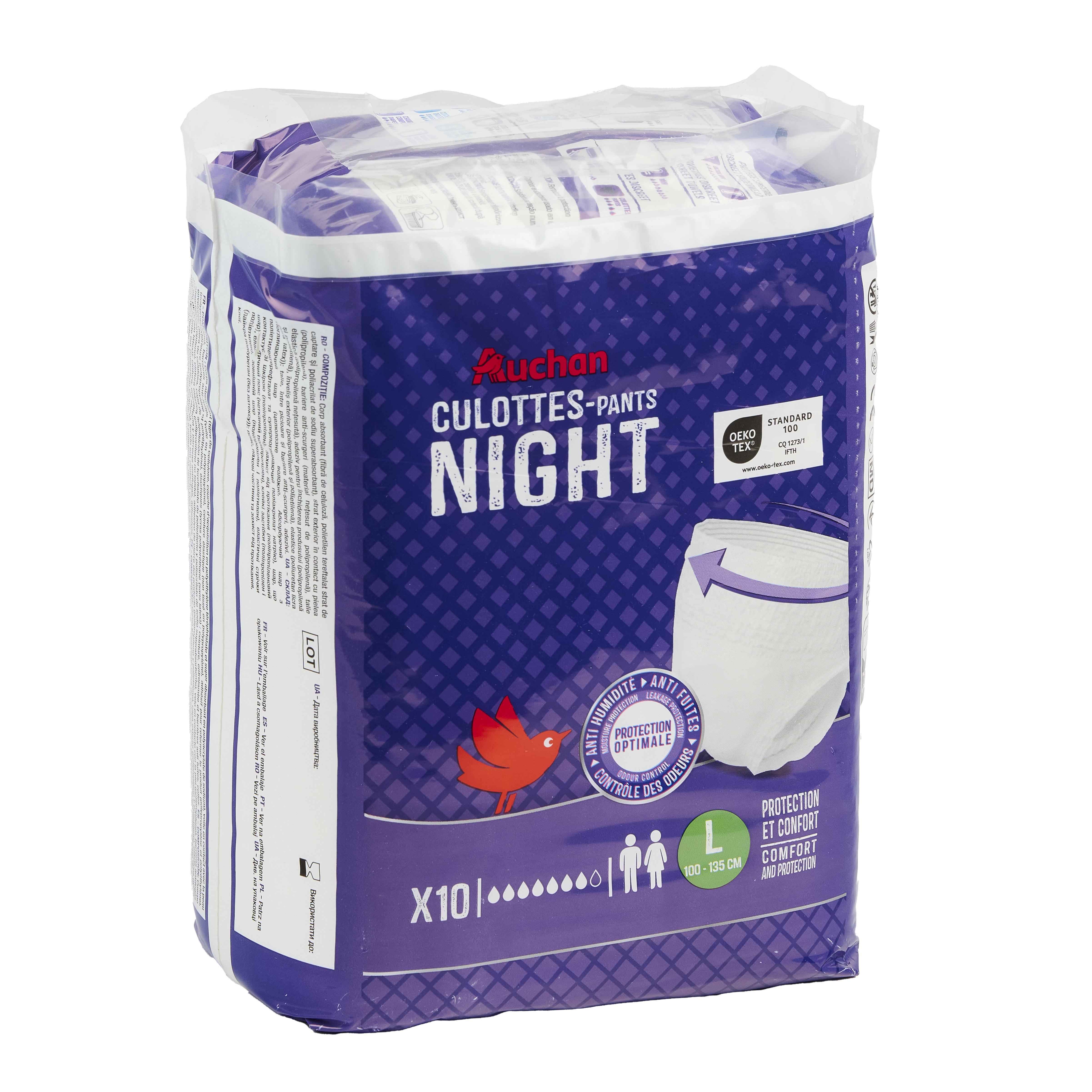 Voir la diapositive 2 : AUCHAN Culottes nuit taille L 10 culottes