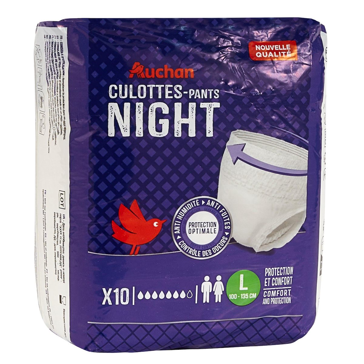 AUCHAN Culottes nuit taille L 10 culottes