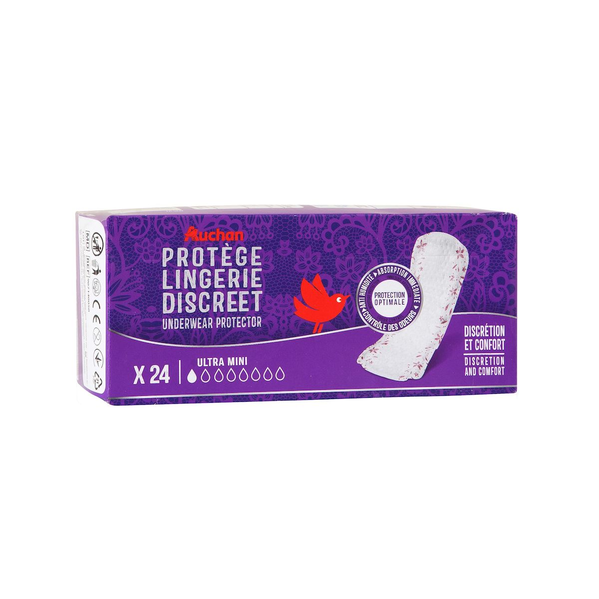AUCHAN Protège lingerie discreet ultra mini 24 protèges lingeries