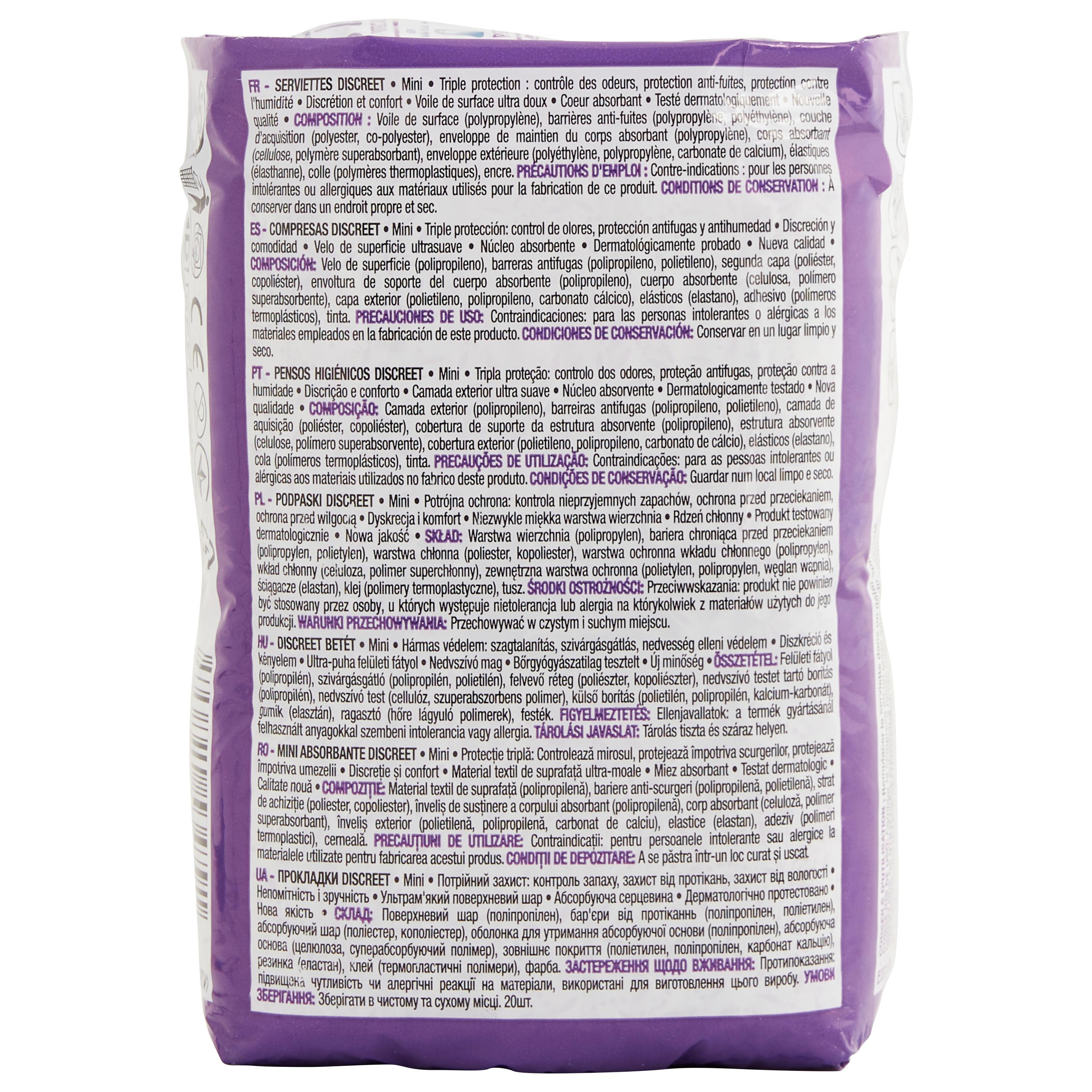 Voir la diapositive 3 : AUCHAN Discreet serviettes mini 20 pièces