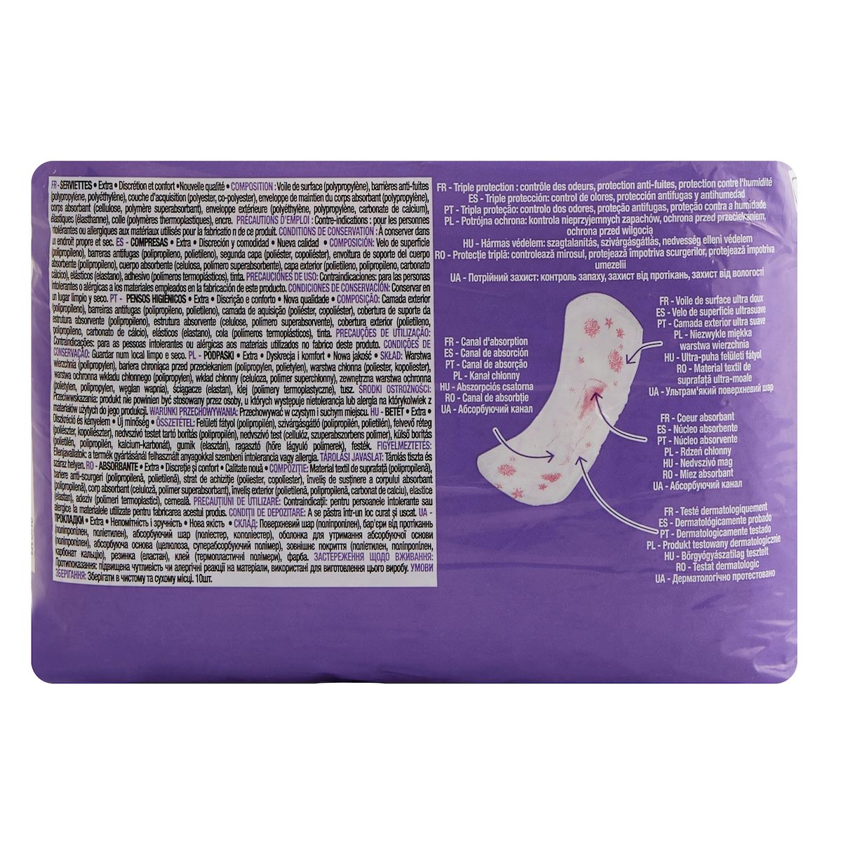 AUCHAN Serviettes hygiéniques extra sans ailettes 10 serviettes