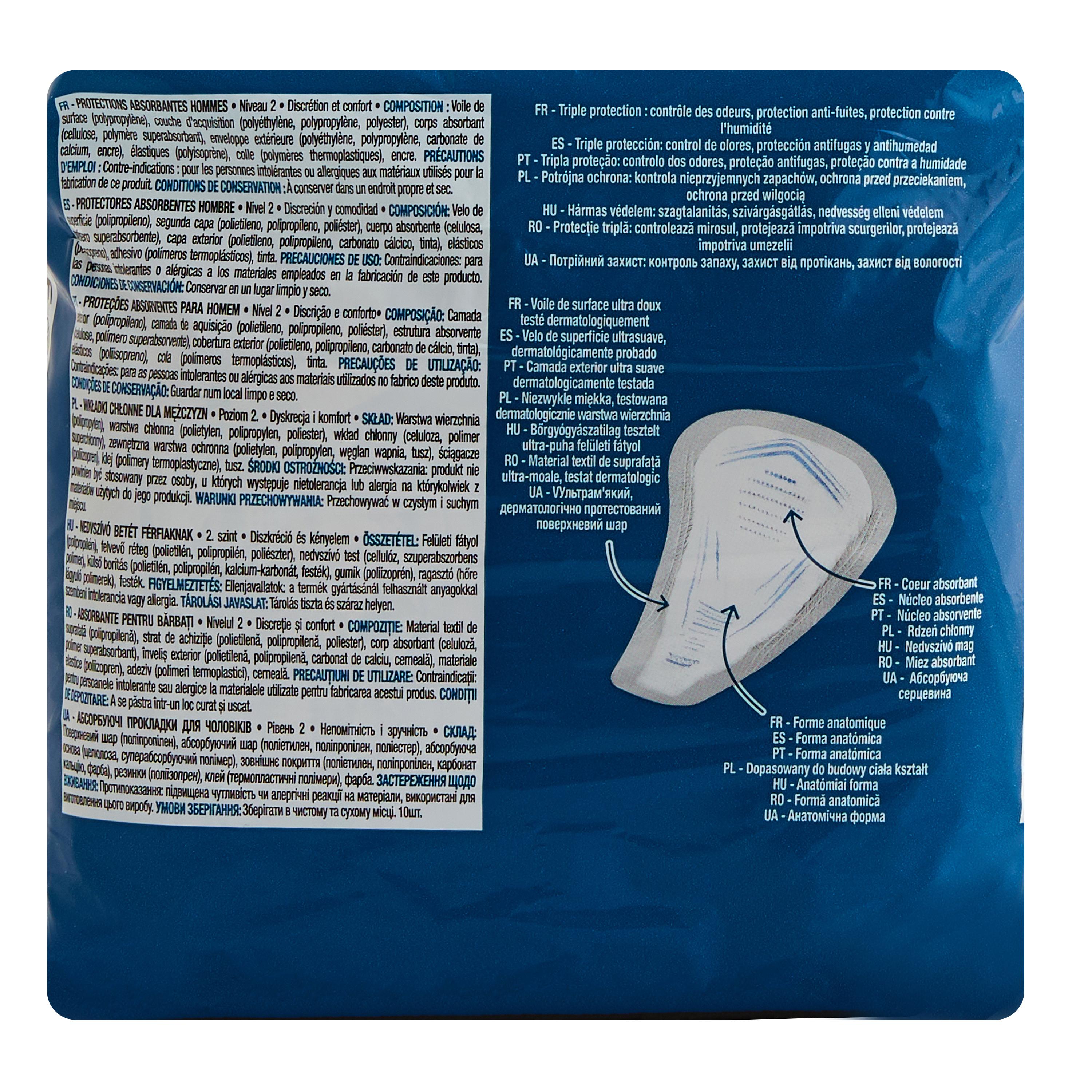 Voir la diapositive 2 : AUCHAN Men protections absorbantes niveau 2 10 pièces
