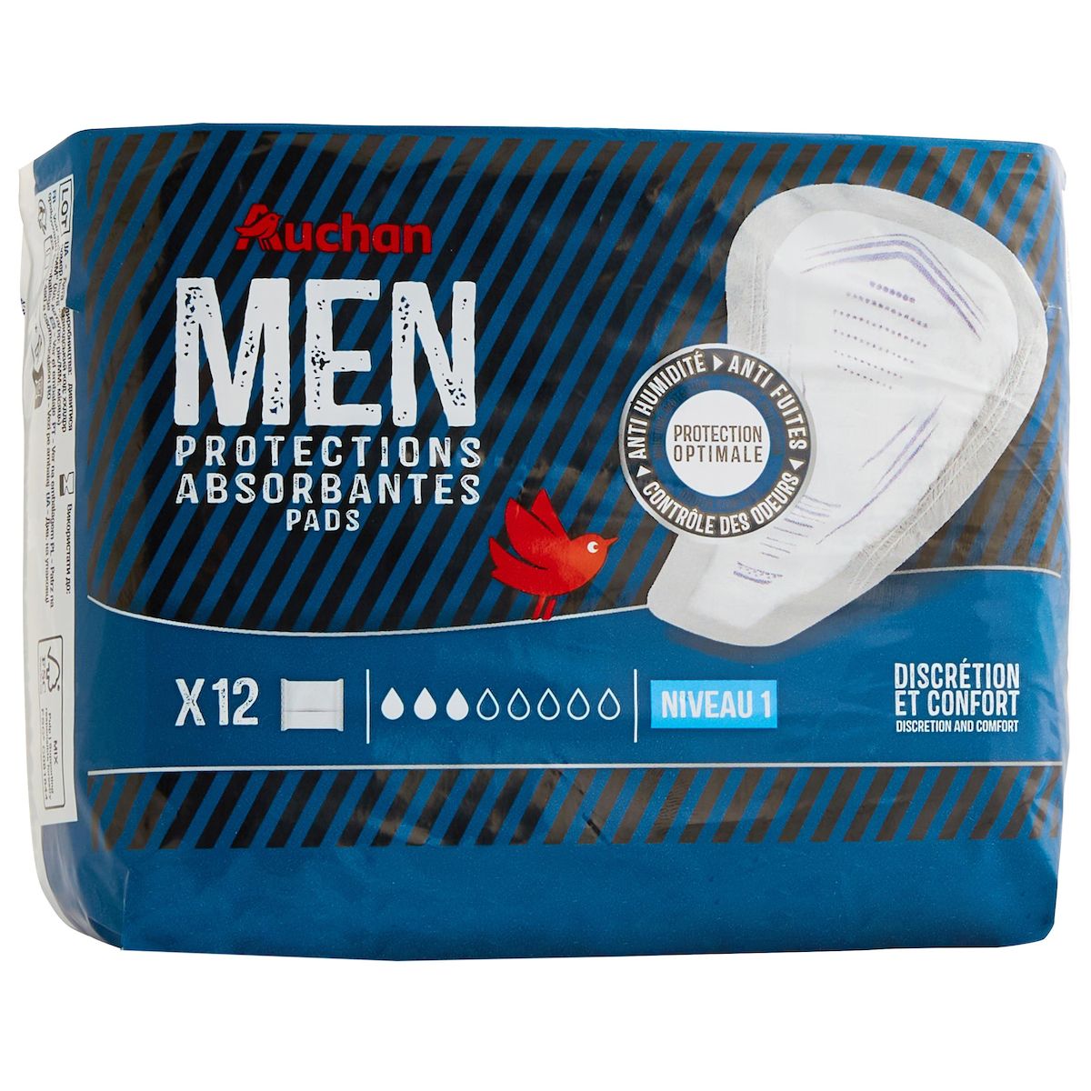 AUCHAN Men Protections absorbantes discrétion et confort niveau 1 12 protections