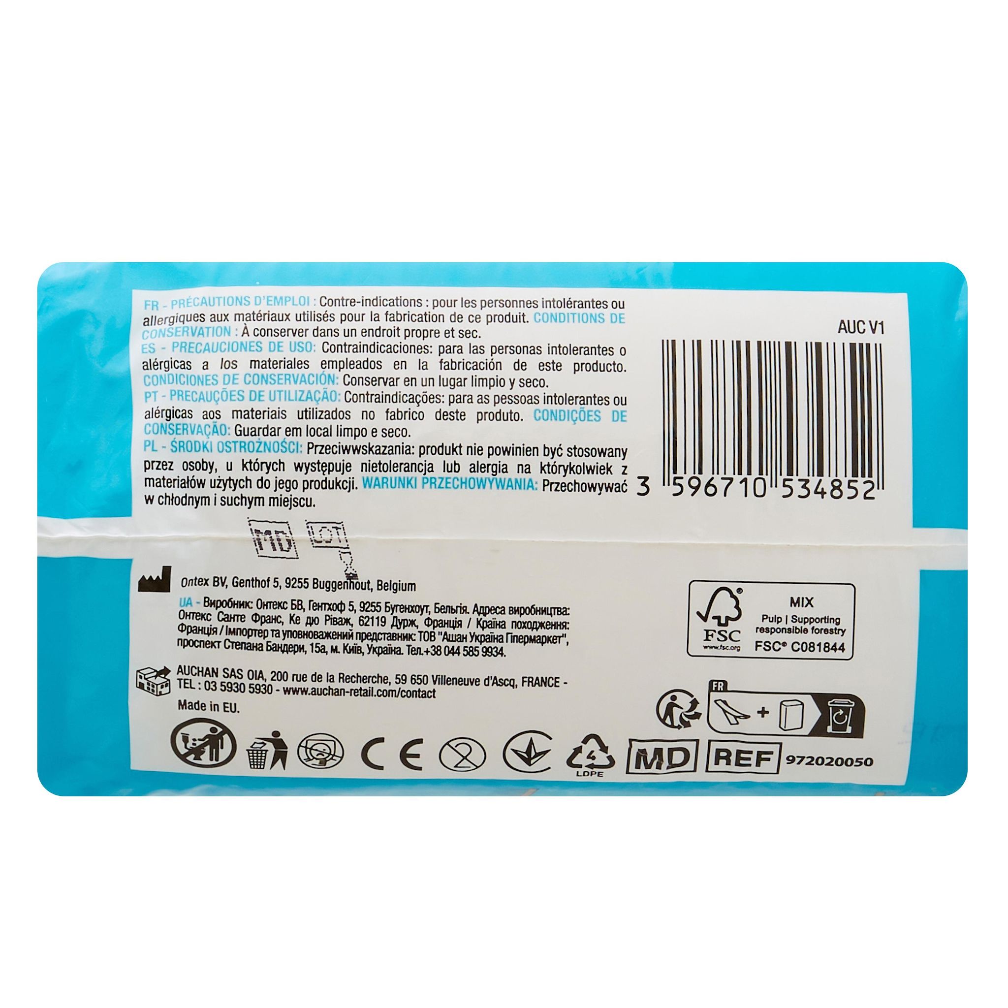 Voir la diapositive 2 : AUCHAN Couches droites pour incontinence adulte 28 couches