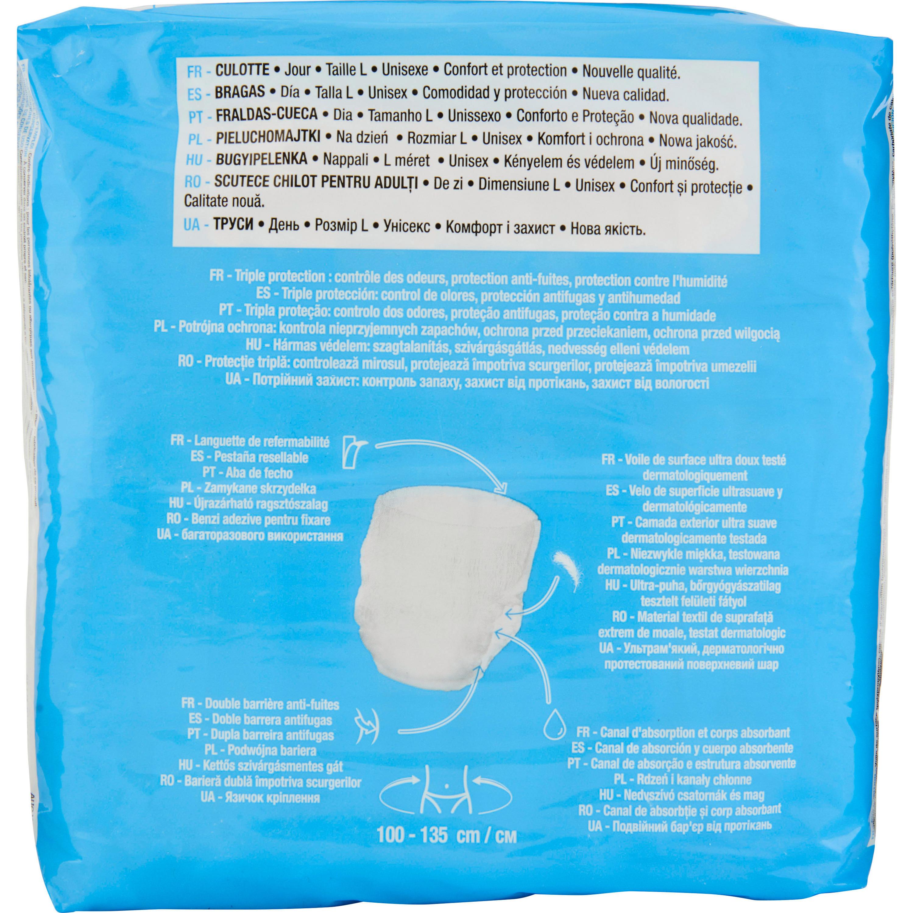 Voir la diapositive 2 : AUCHAN Culottes incontinence taille L 100-135cm 10 culottes