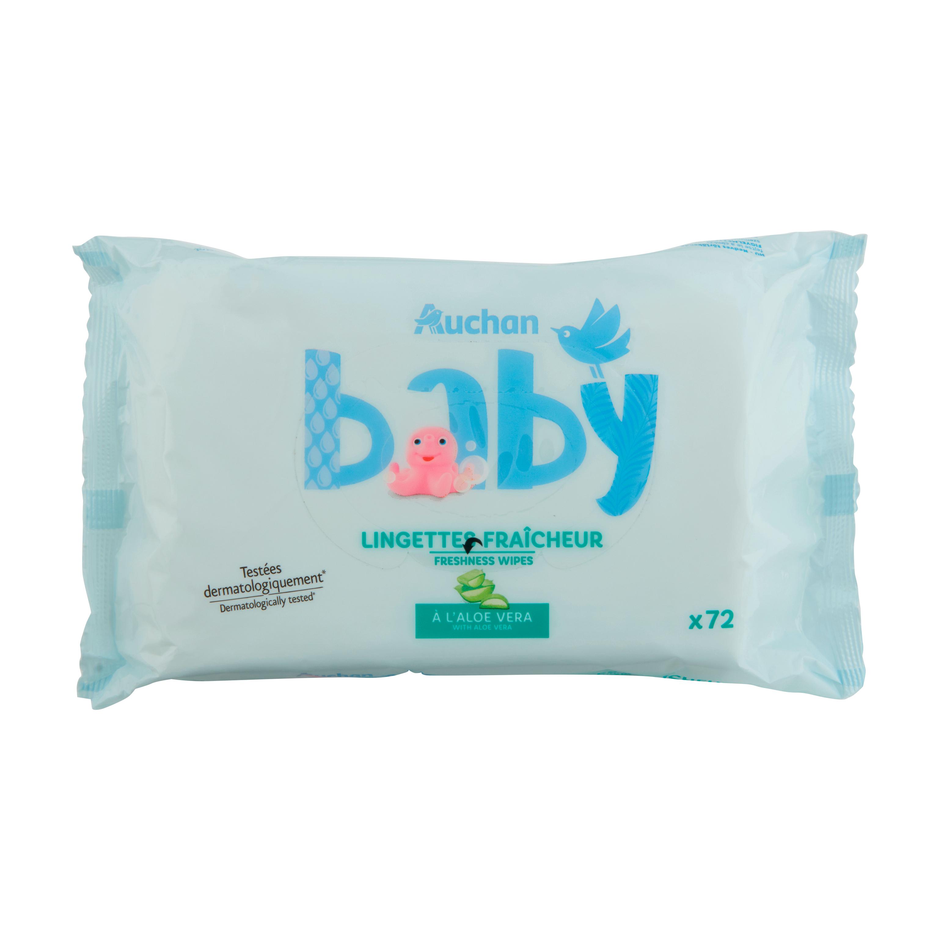 Voir la diapositive 4 : AUCHAN BABY Lingettes fraicheur à l'aloé vera 72 lingettes