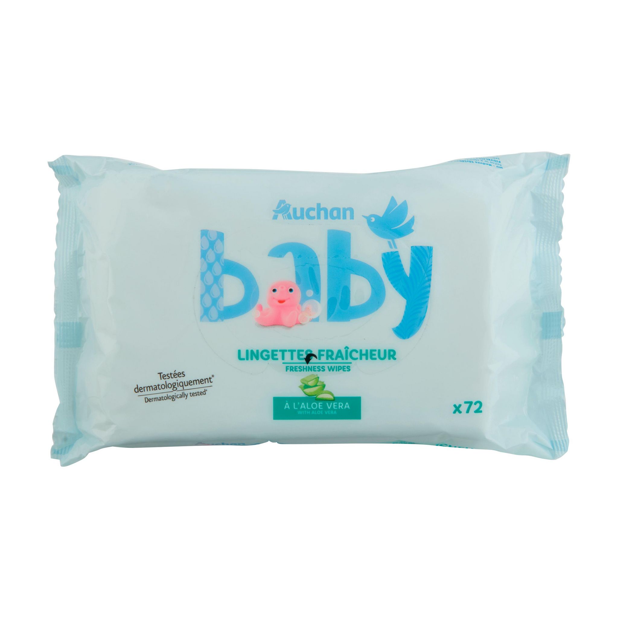 Voir la diapositive 4 : AUCHAN BABY Lingettes fraicheur à l'aloé vera 72 lingettes