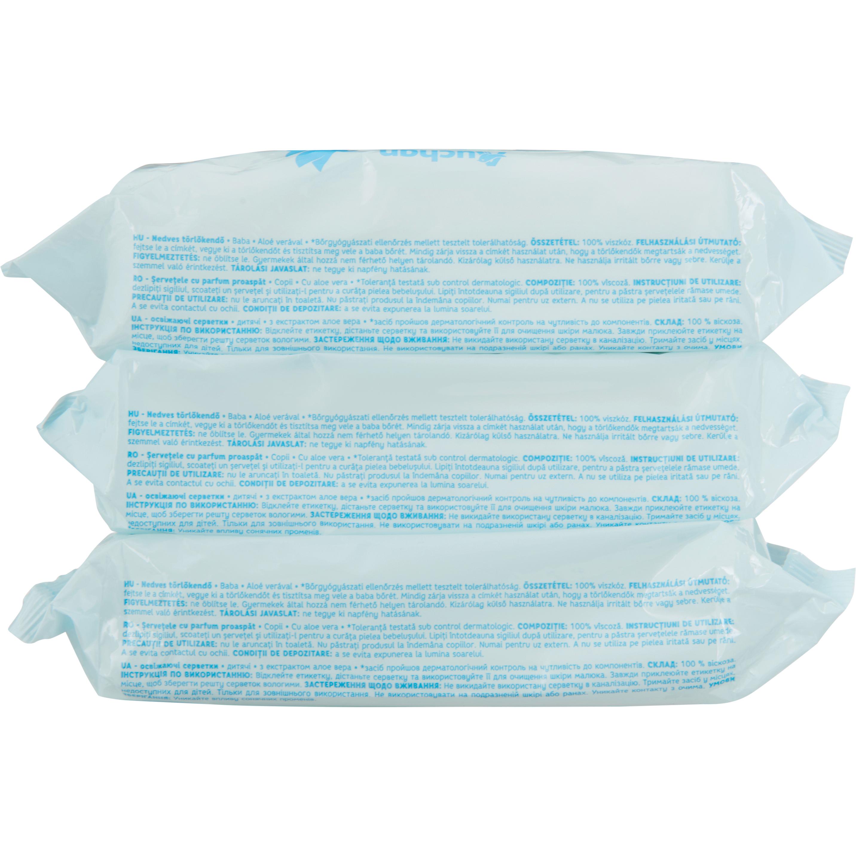 Voir la diapositive 3 : AUCHAN BABY Lingettes fraicheur à l'aloe vera 3x72 lingettes