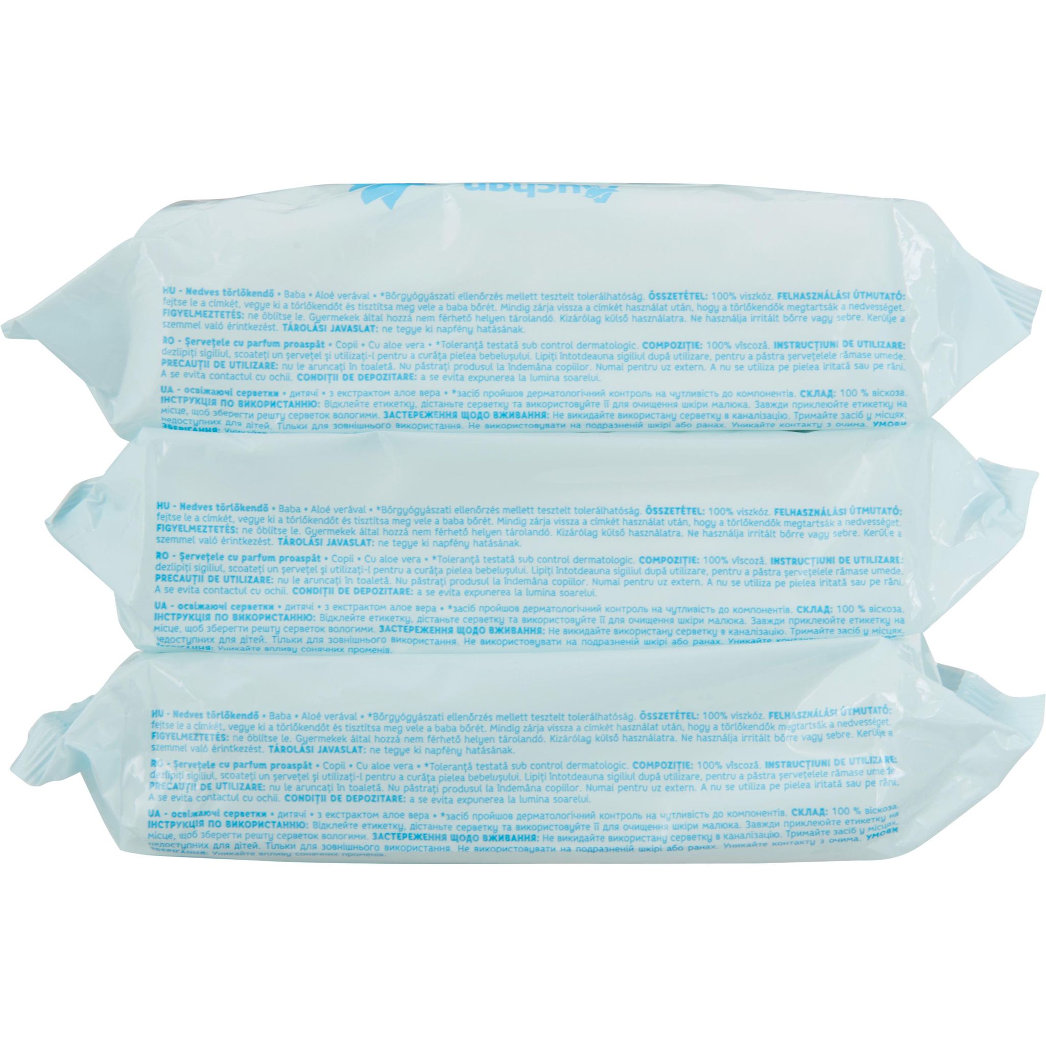 Voir la diapositive 3 : AUCHAN BABY Lingettes fraicheur à l'aloe vera 3x72 lingettes