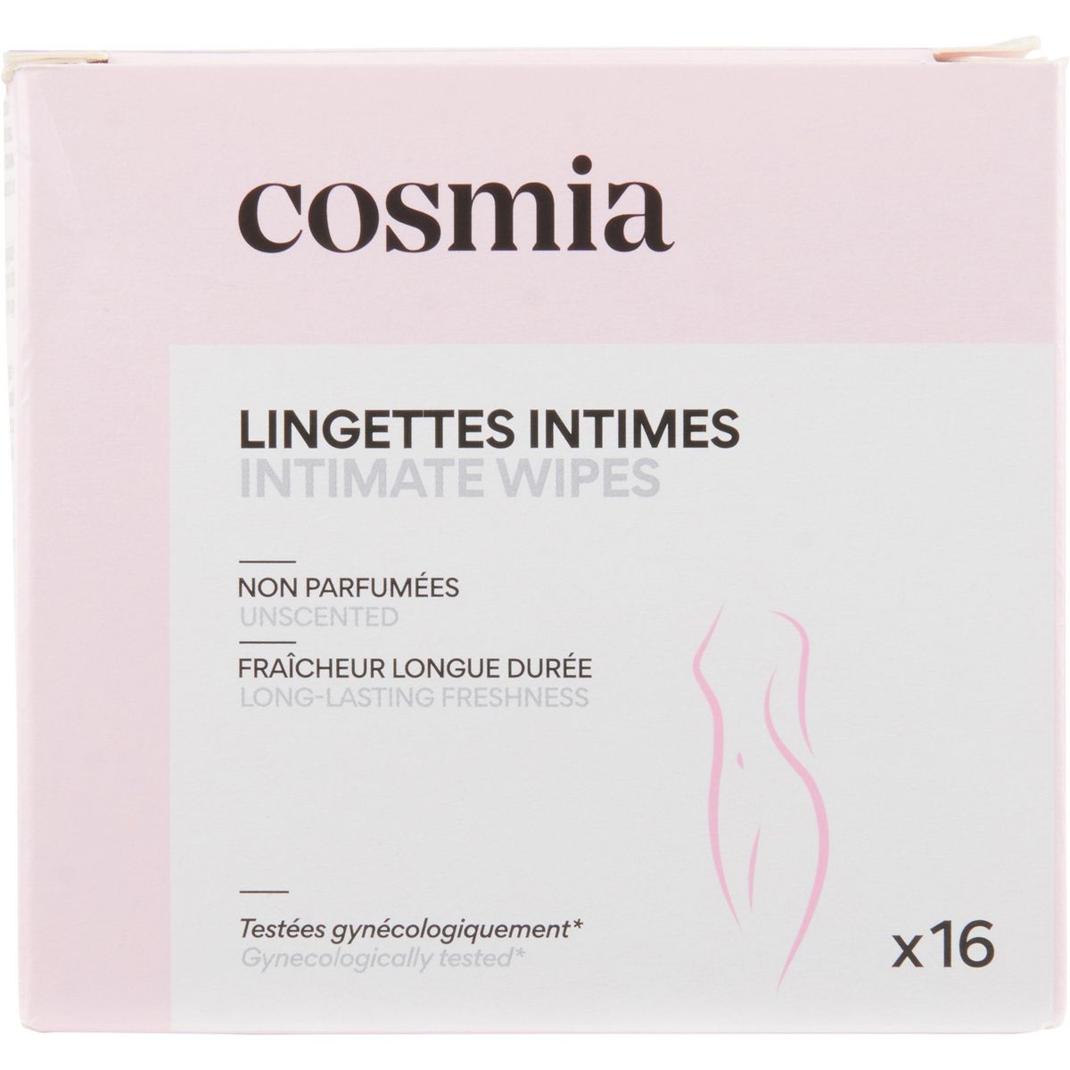 COSMIA Lingettes intimes non parfumées 16 lingettes