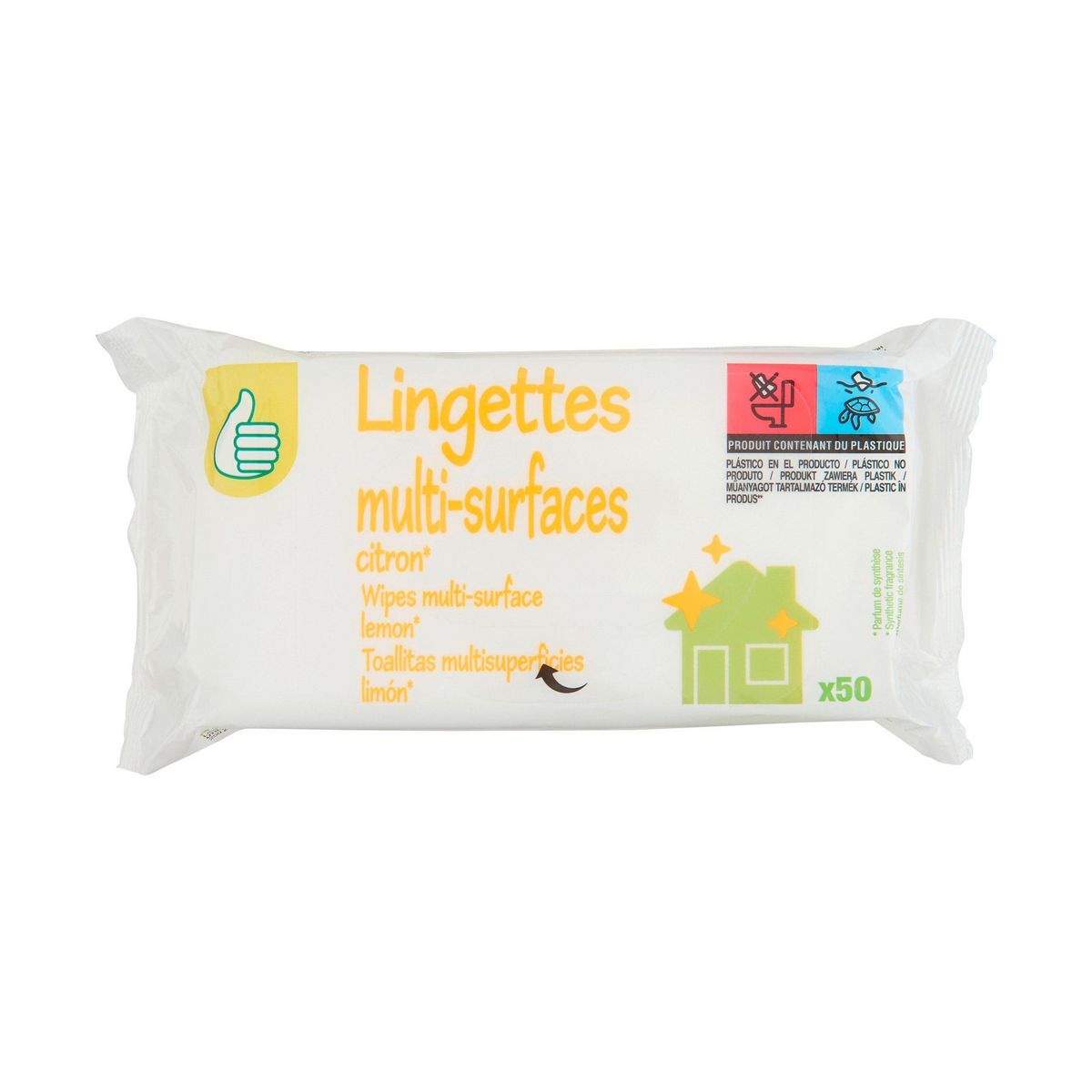 POUCE Lingettes multi-surfaces citron 50 lingettes