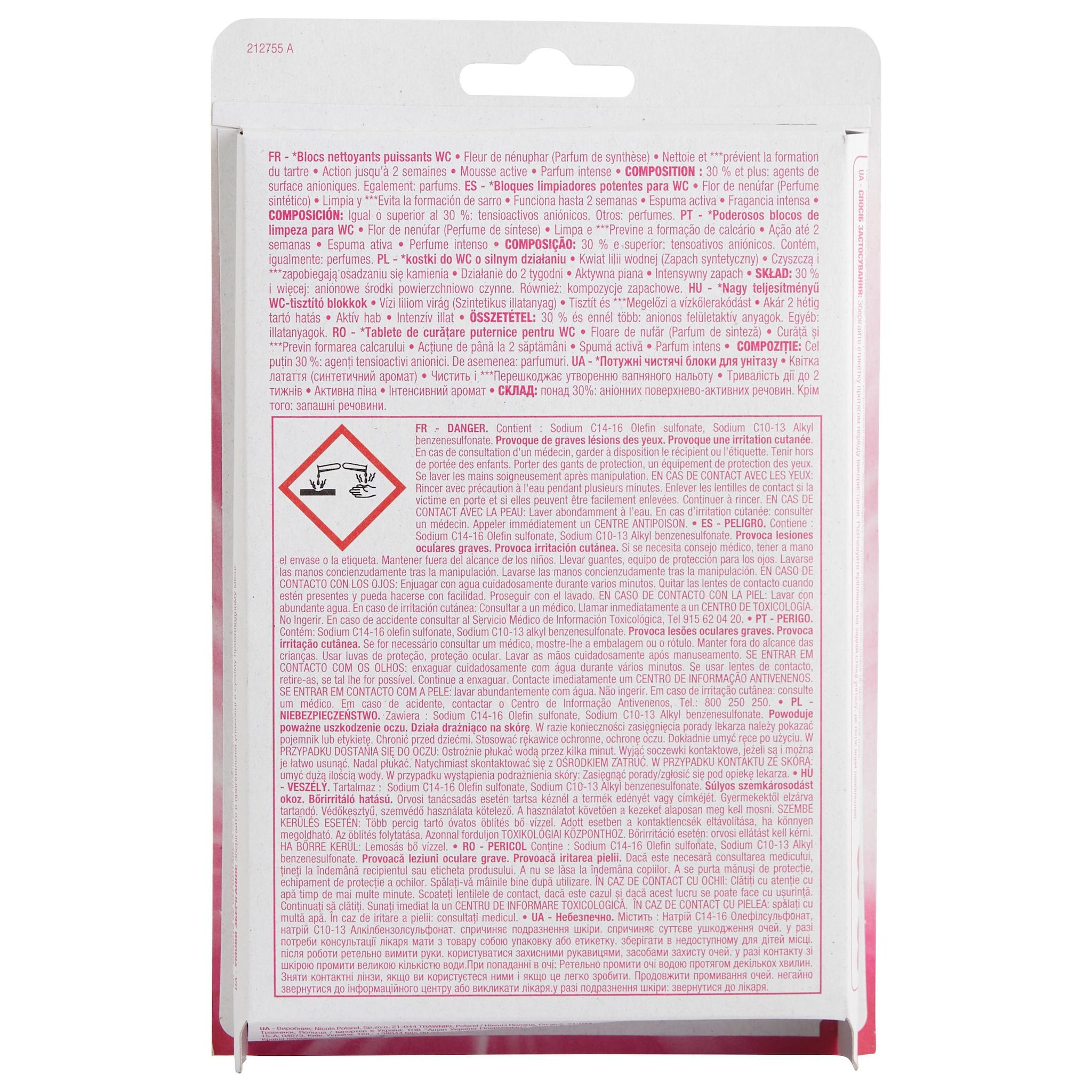 Voir la diapositive 2 : AUCHAN Bloc WC 4 en 1 power fleur de nénuphar 2 blocs