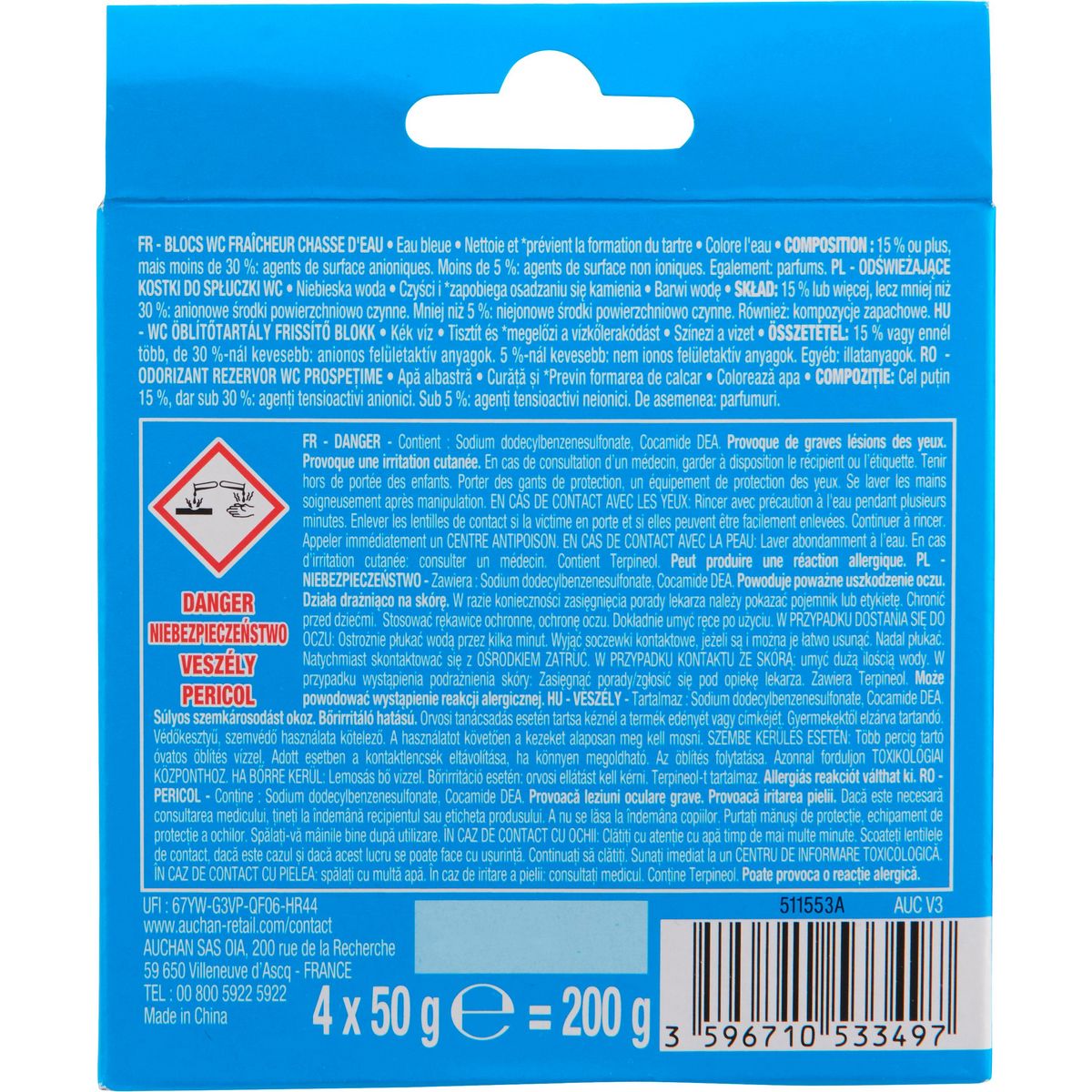 AUCHAN Blocs WC eau bleue 4 blocs