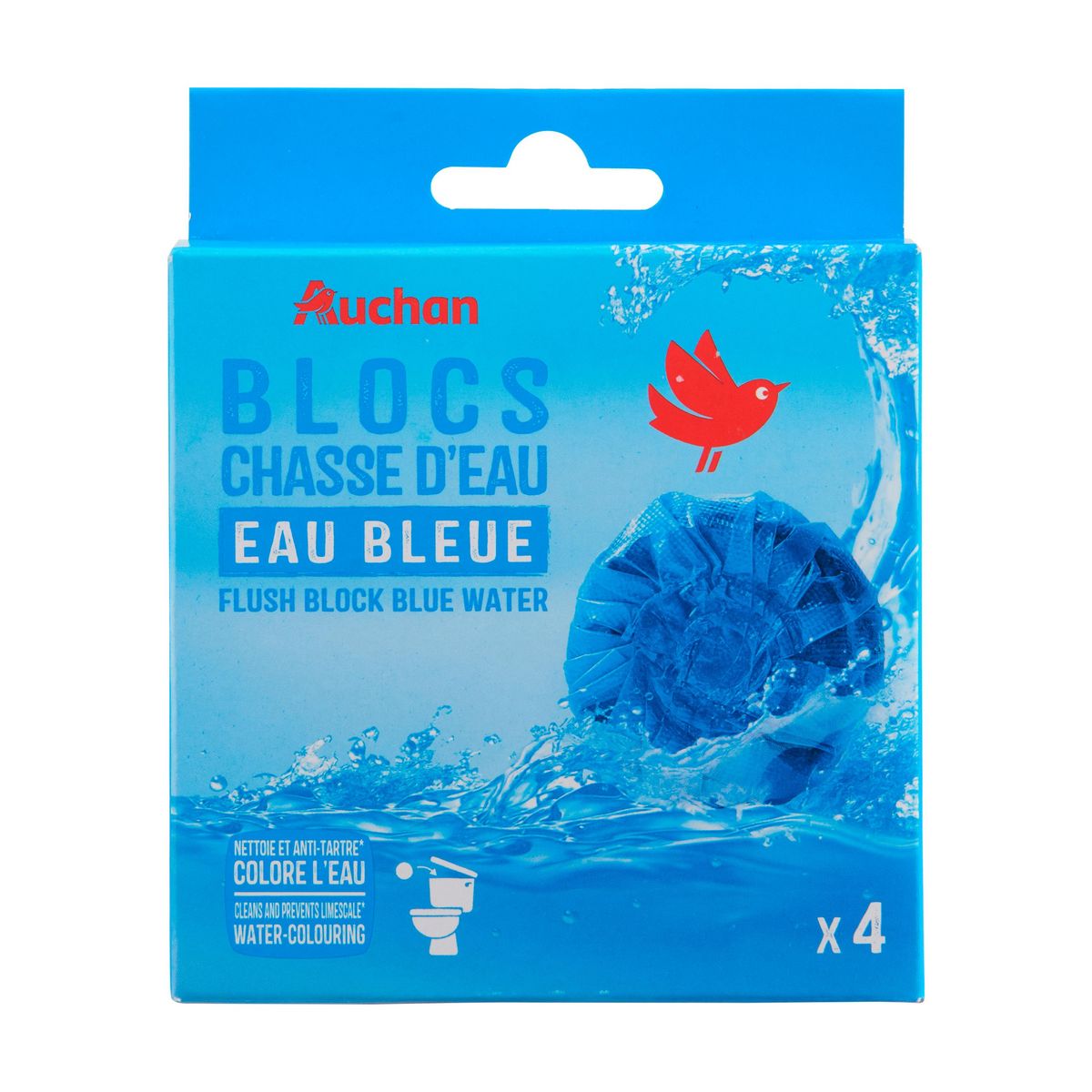 AUCHAN Blocs WC eau bleue 4 blocs