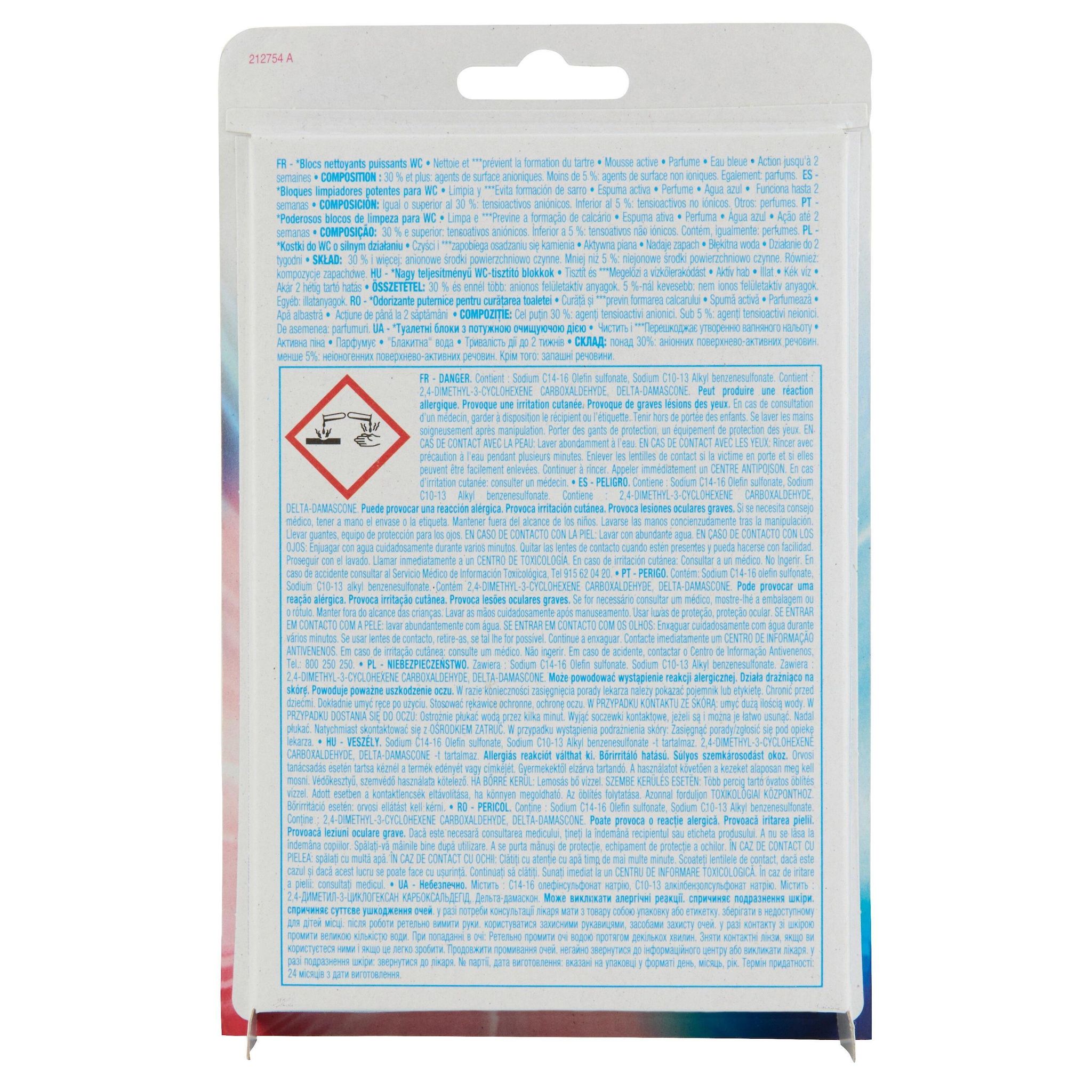 Voir la diapositive 2 : AUCHAN Bloc WC 4 en 1 power eau bleue floral 2 blocs