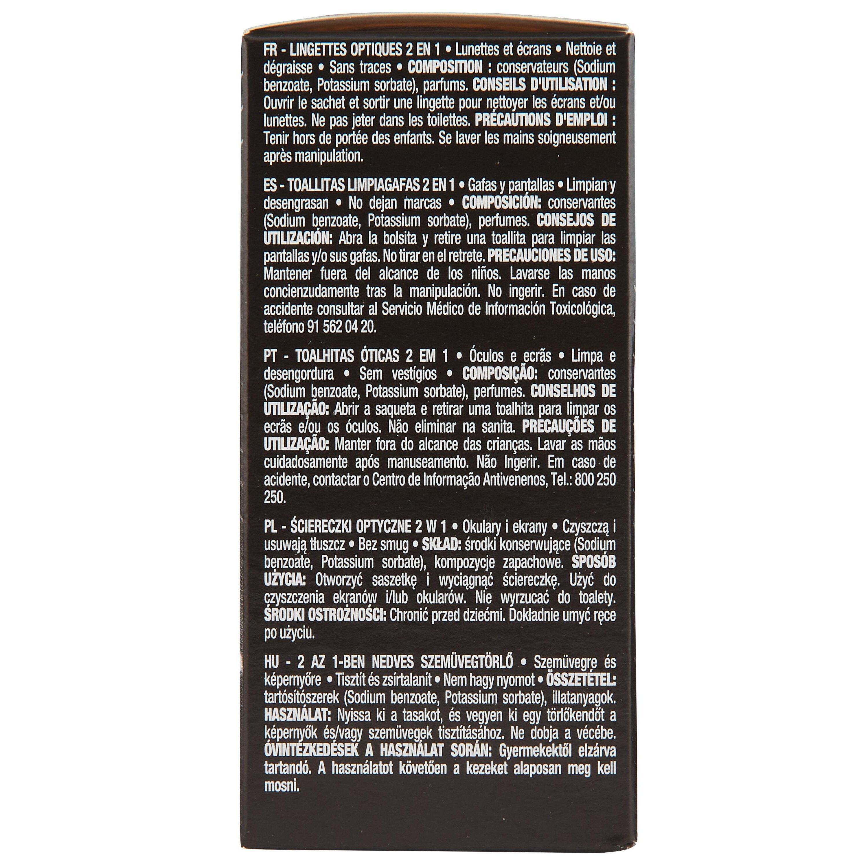 Voir la diapositive 2 : AUCHAN Lingettes lunettes et écrans 2 en 1 30 lingettes