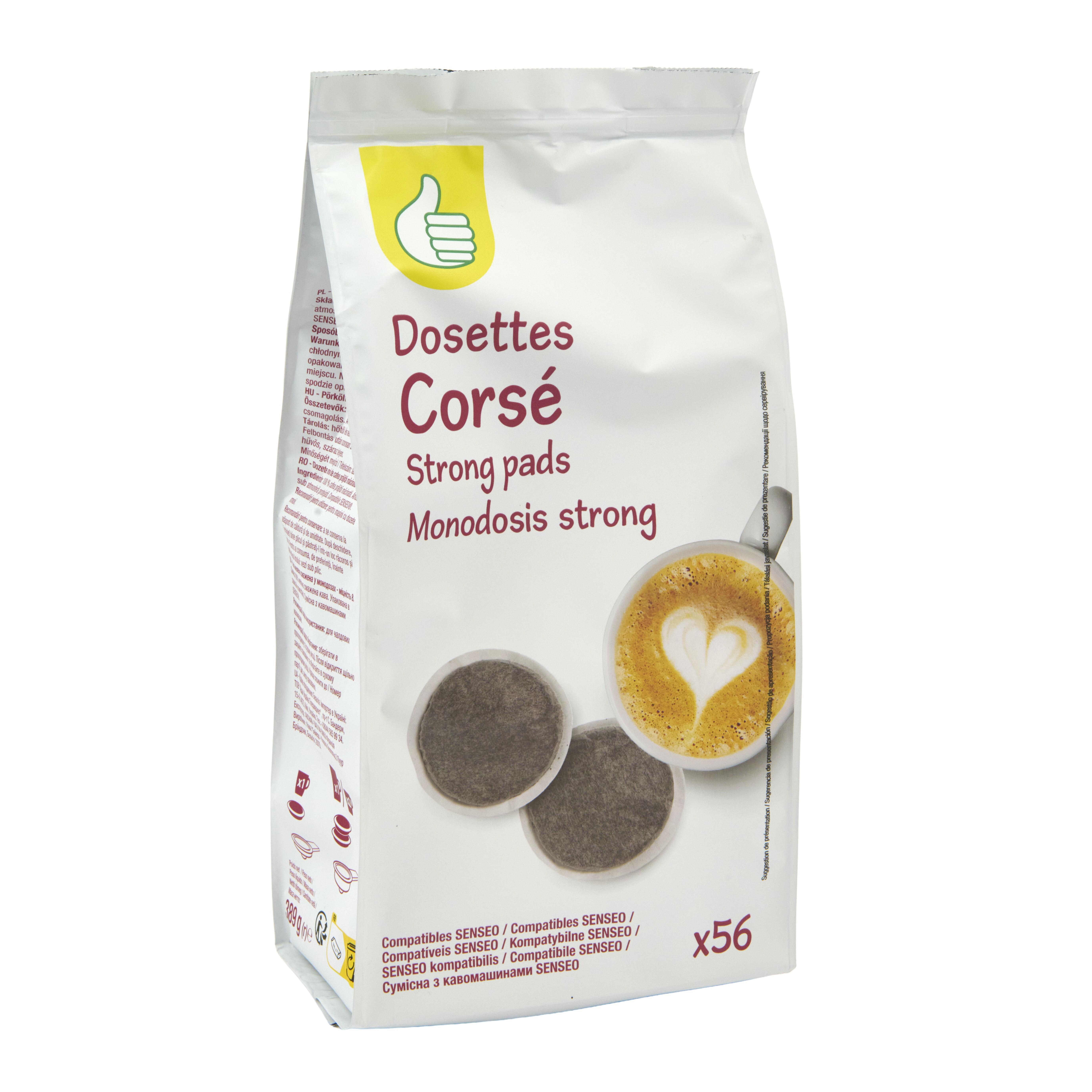 Voir la diapositive 2 : POUCE Café corsé en dosettes compatibles Senseo 56 dosettes 389g