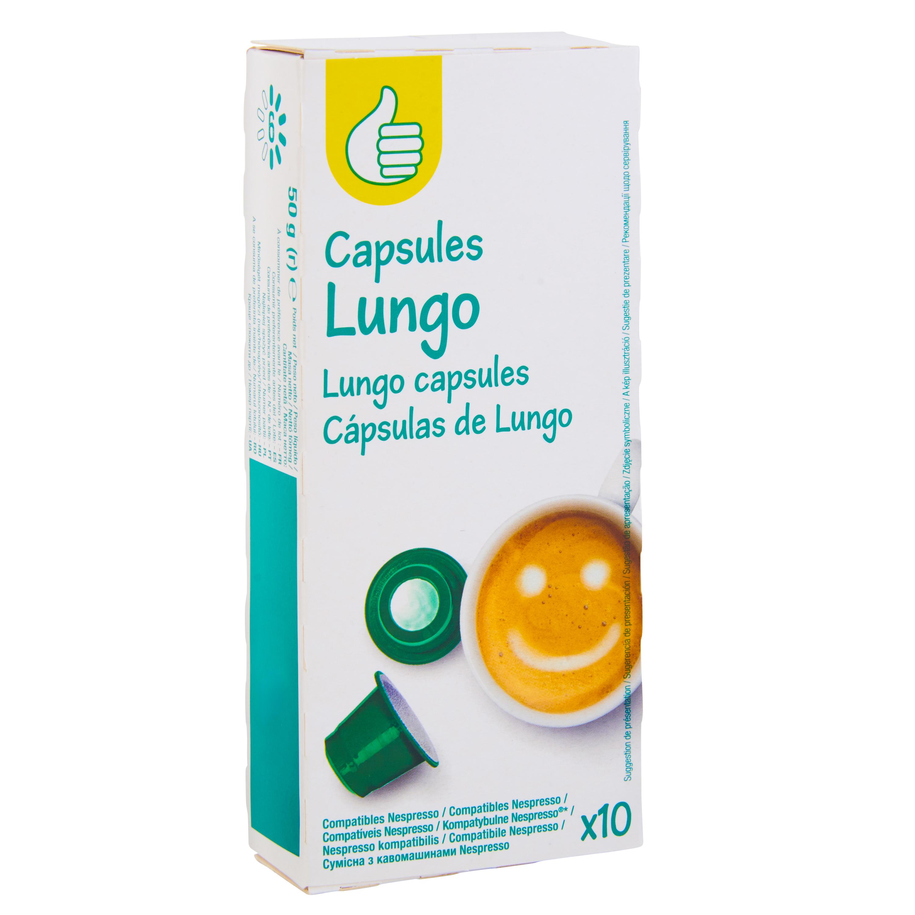Voir la diapositive 2 : POUCE Capsules de café Lungo compatibles Nespresso 10 capsules 50g