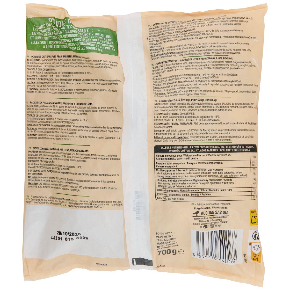 AUCHAN Potatoes aux herbes 700g