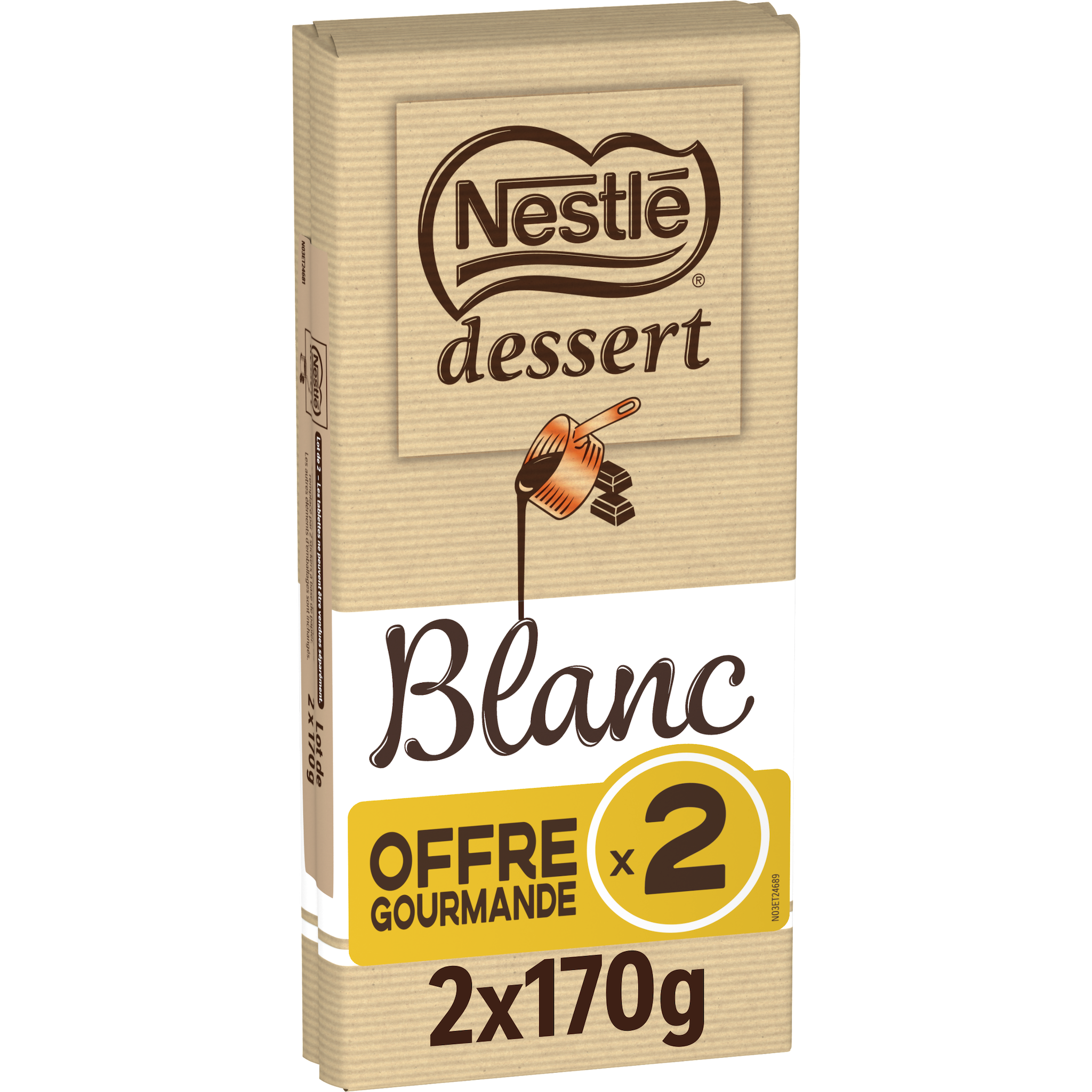 NESTLE DESSERT Tablettes de chocolat blanc pour dessert lot de 2 tablettes 2x170g