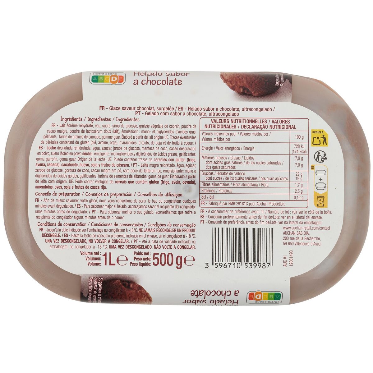 POUCE Glace au chocolat 500g