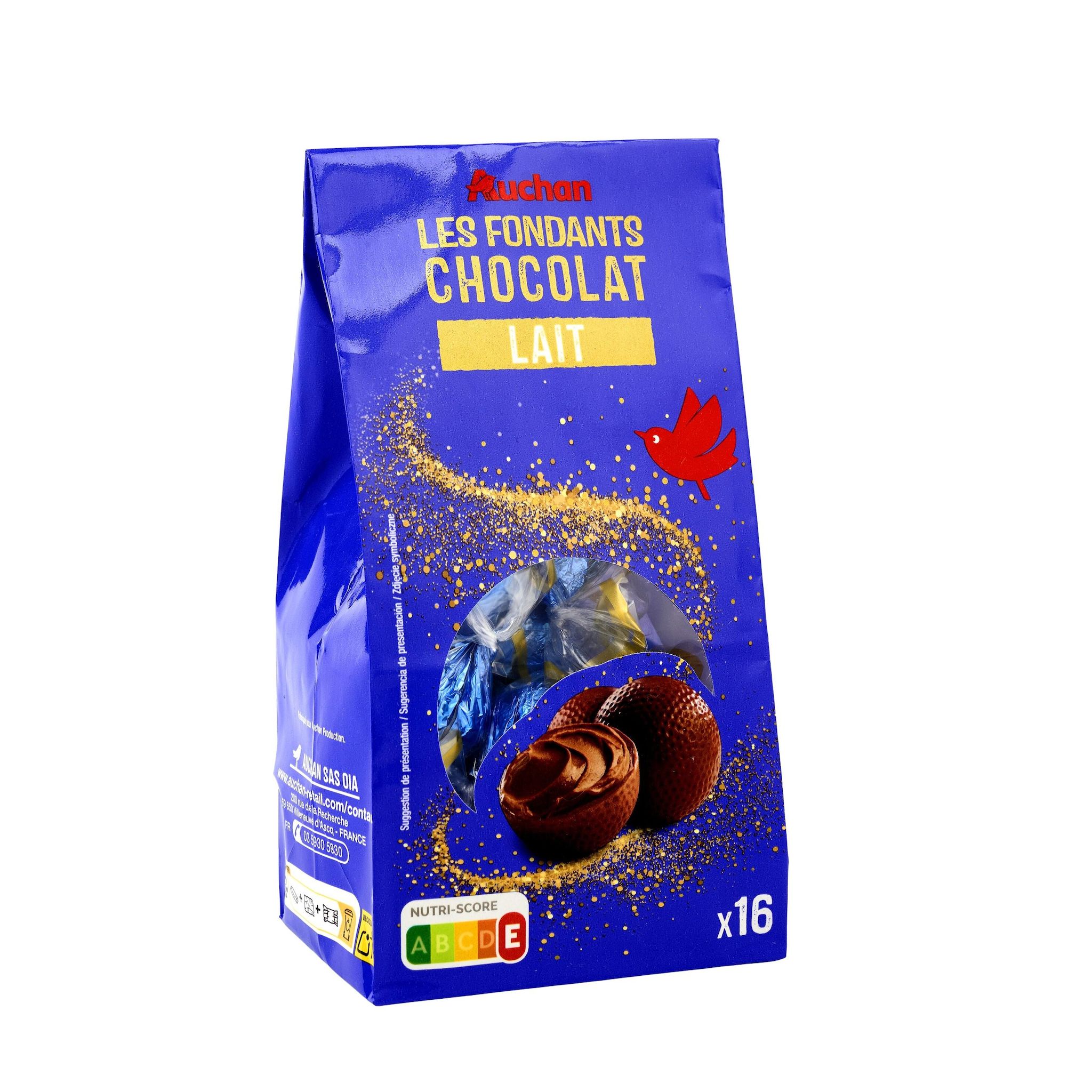 Voir la diapositive 5 : AUCHAN Les fondants au chocolat au lait 16 bonbons 200g