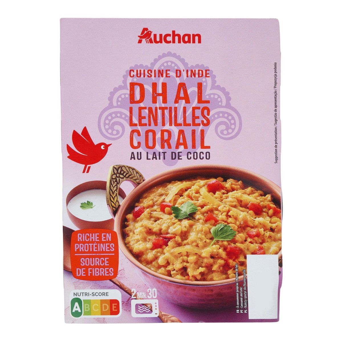 AUCHAN Dahl lentilles corail au lait de coco 280g