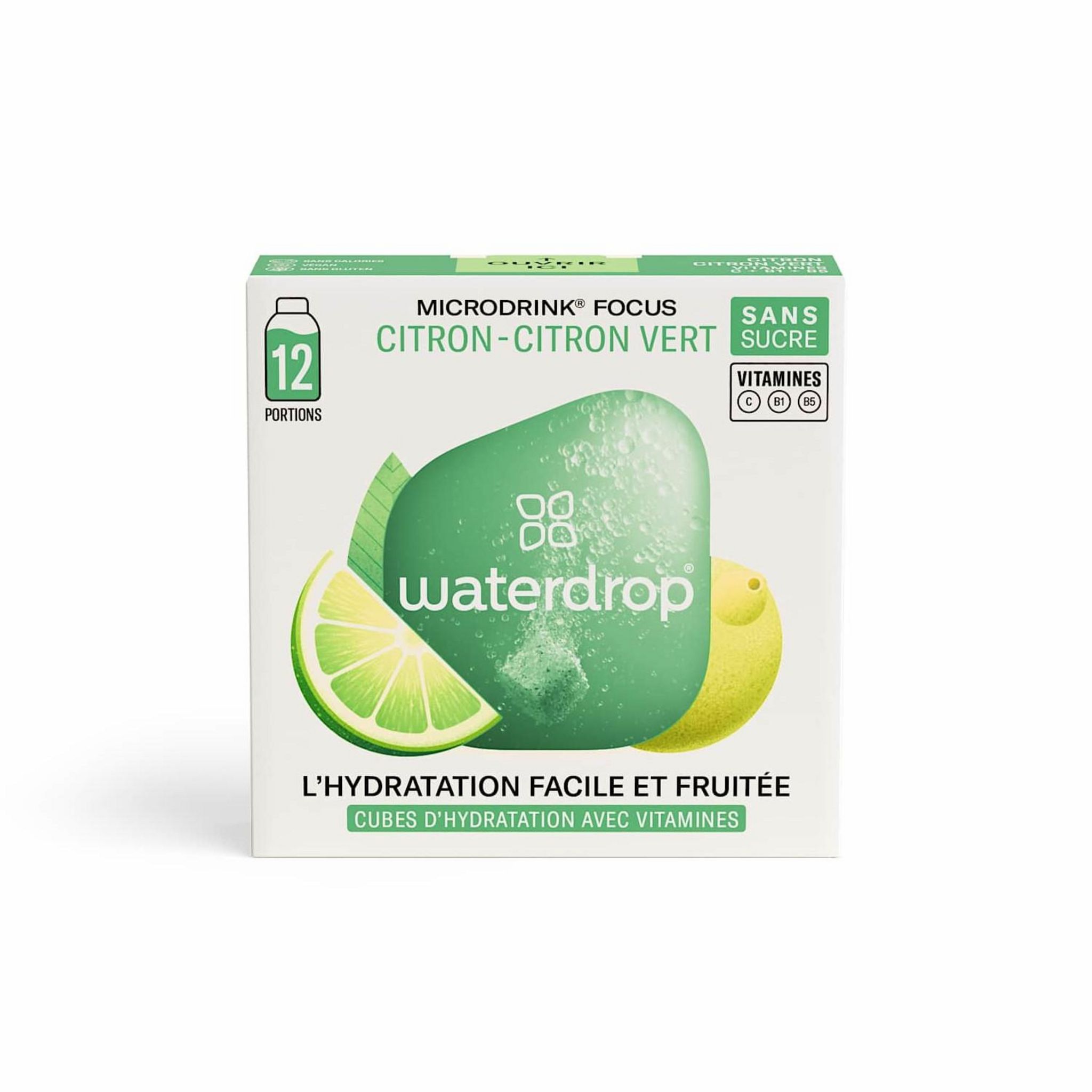 WATERDROP Microdrink Cubes d'hydratation avec vitamines citron citron vert sans sucres 12 cubes