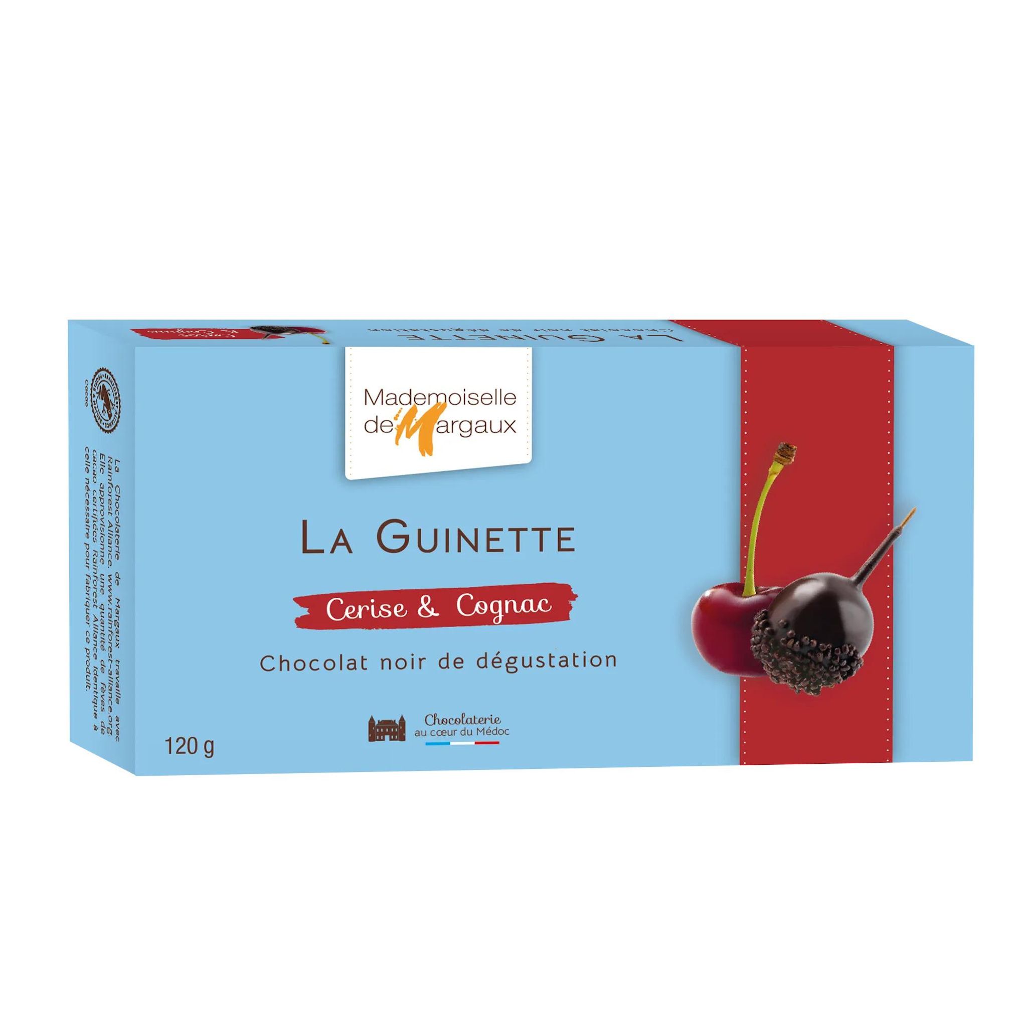MADEMOISELLE DE MARGAUX Cerises griottes dans un fondant liqueur de cognac et chocolat noir 120g