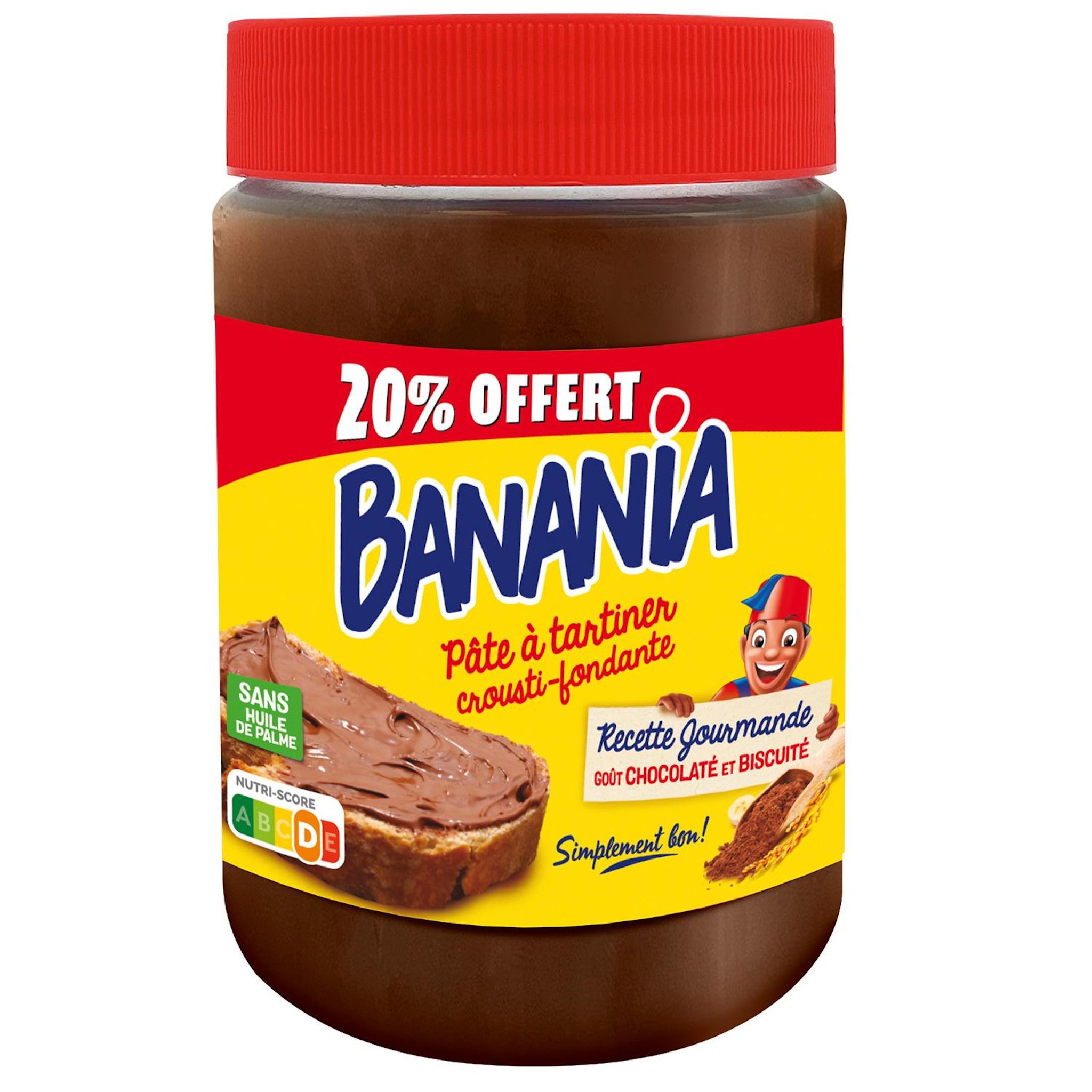 BANANIA Pât à tartiner chocolaté et biscuité crousti-fondante 20% offert 750g