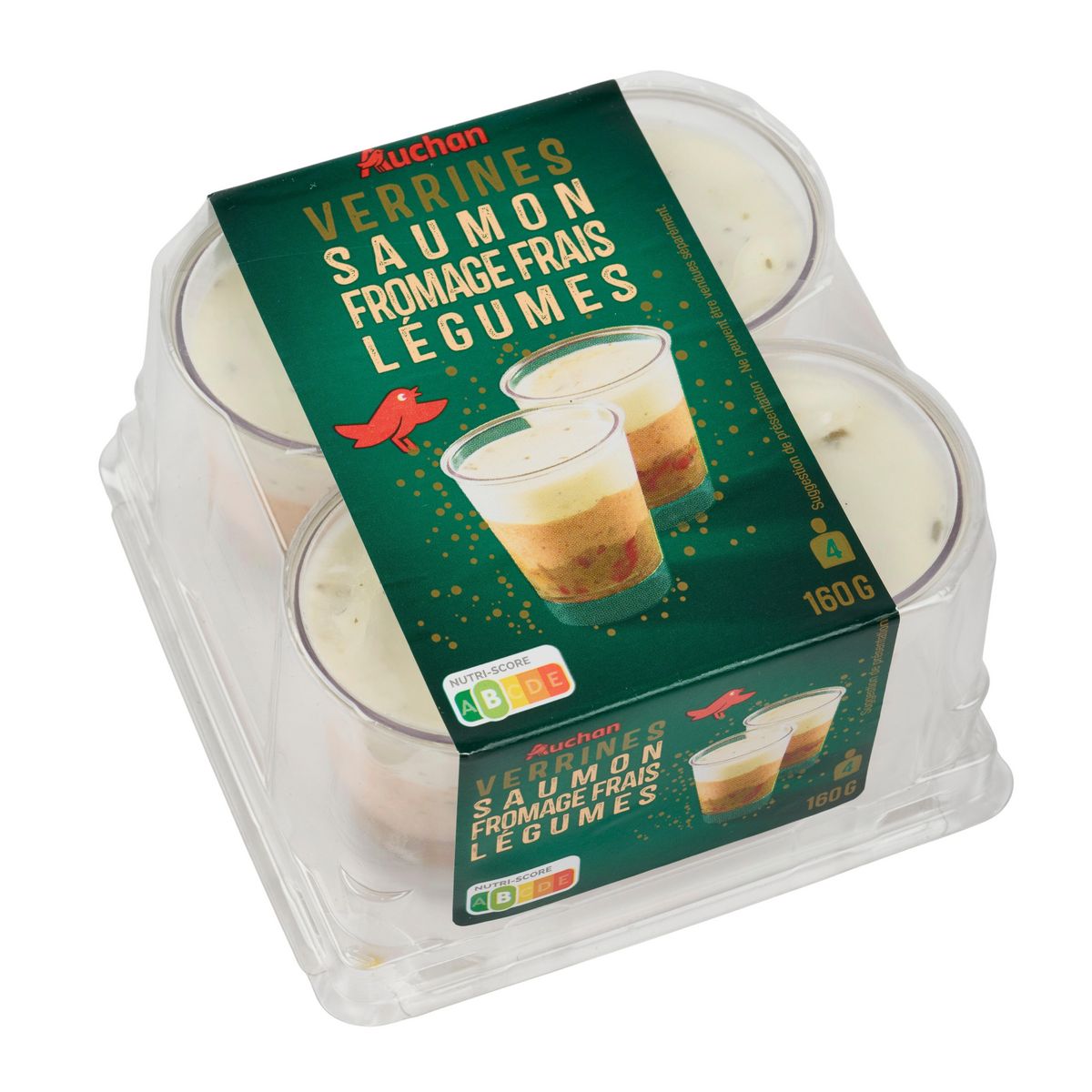 AUCHAN Verrines au saumon et fromage frais 4 pièces 160g