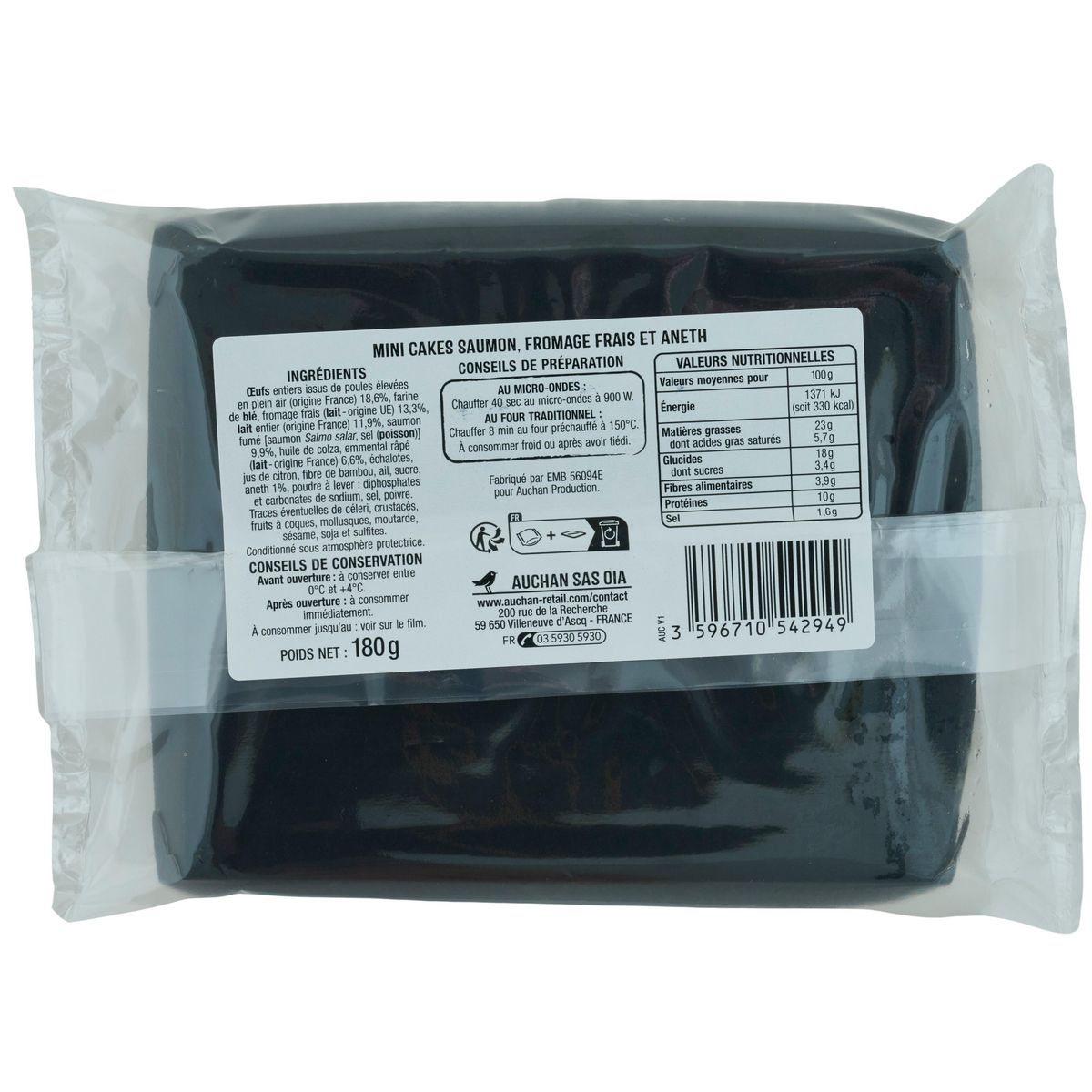 AUCHAN Mini cakes saumon fromage frais 12 pièces 180g