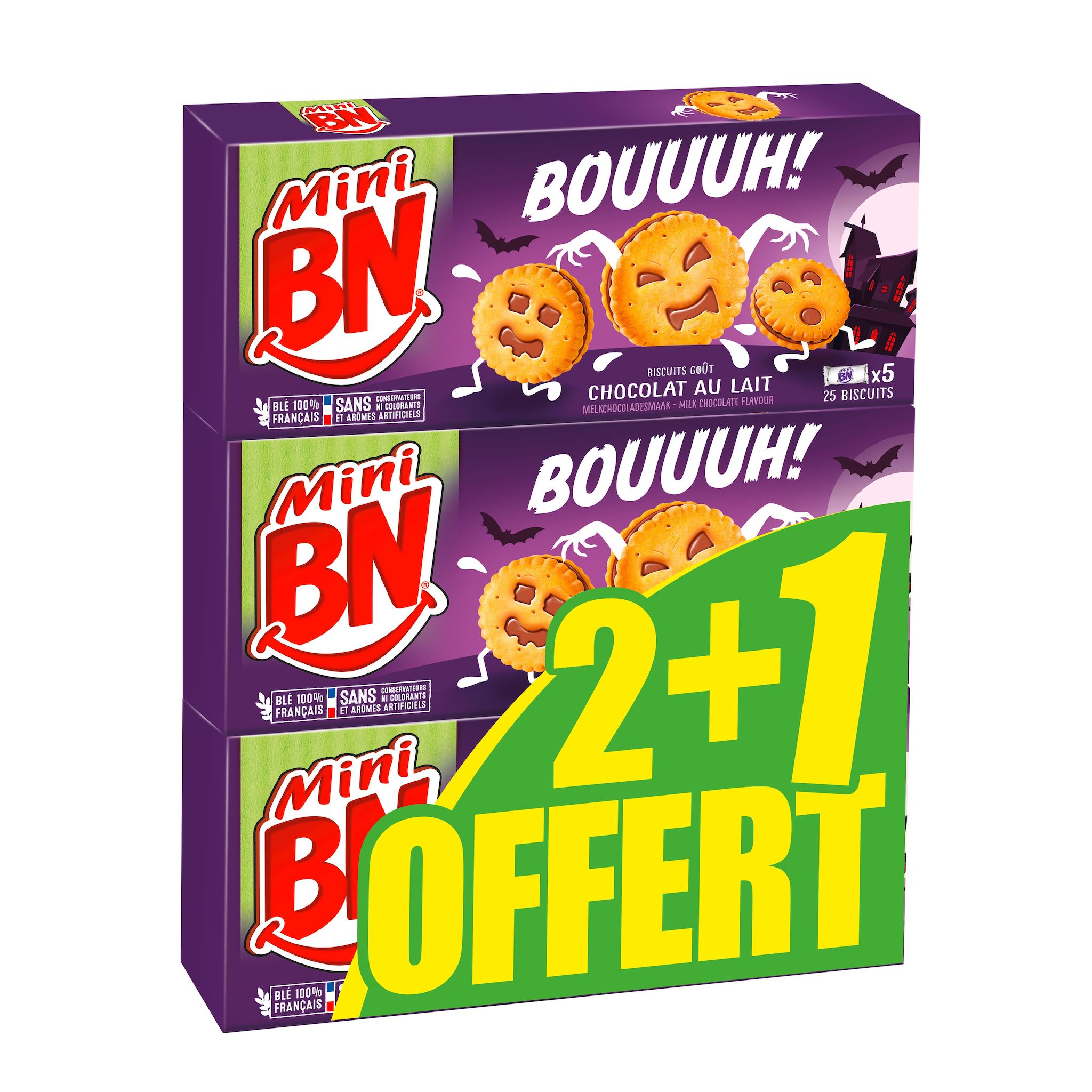 BN Mini biscuits fourrés gout chocolat 2+1 offert 525g