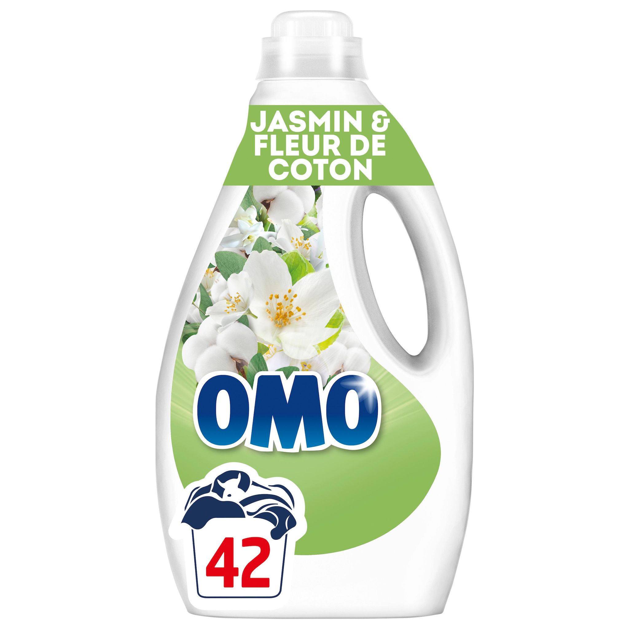 Voir la diapositive 2 : OMO Lessive liquide jasmin et fleur de coton 42 lavages 1,764l