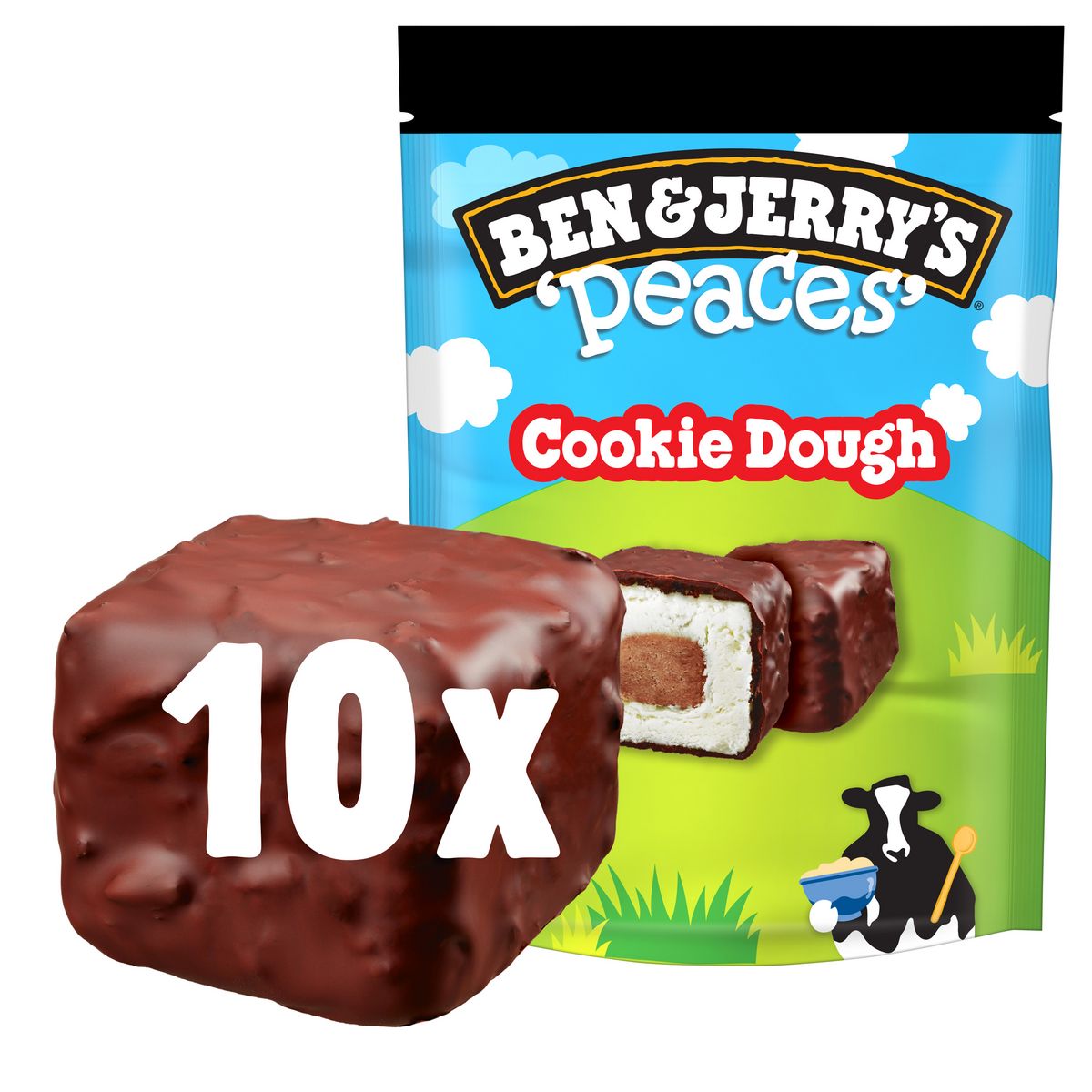 BEN & JERRY'S Peaces Bouchées glacées cookie dough 10 pièces 150g