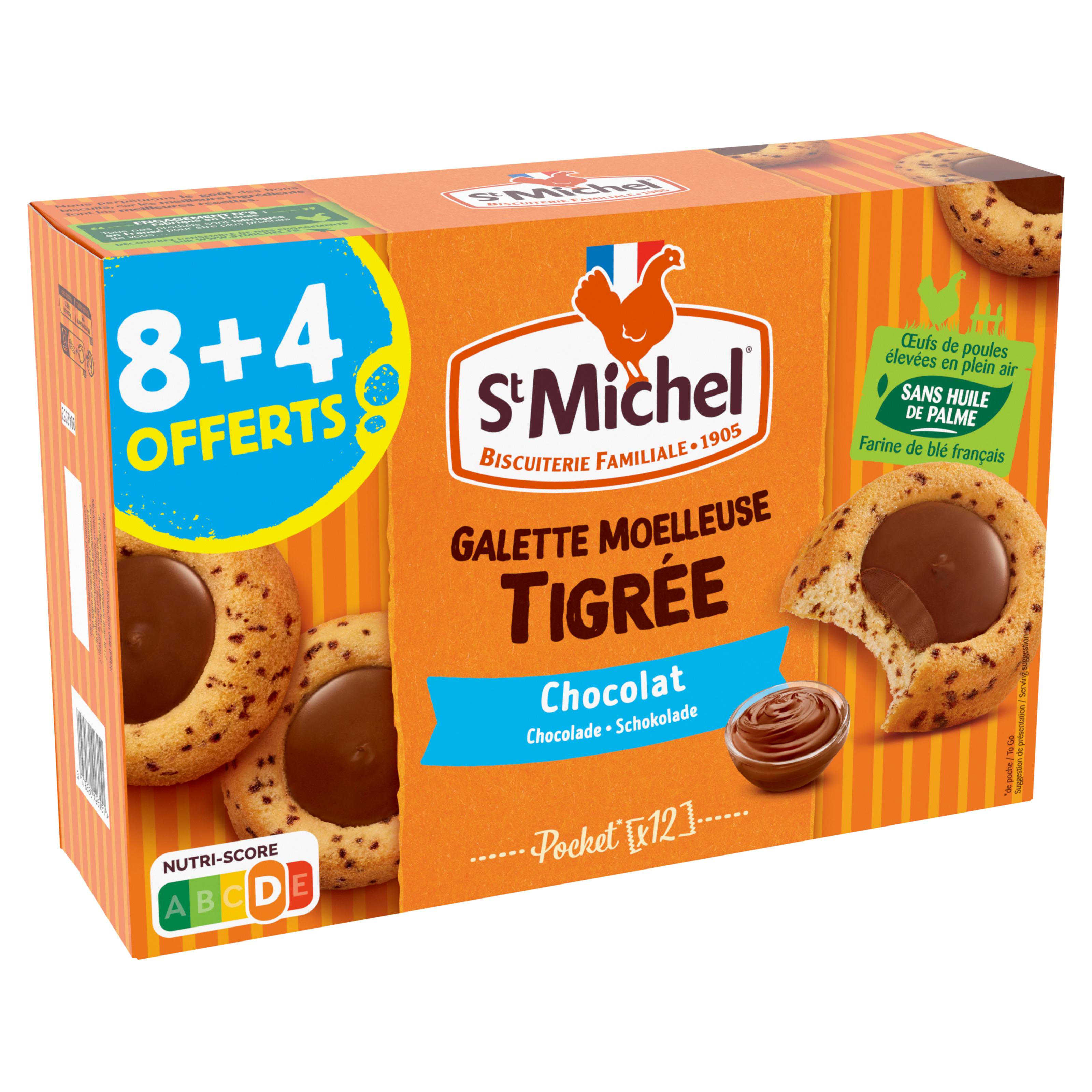 ST MICHEL Galette moelleuse tigrée au chocolat 8+4 offerts 360g