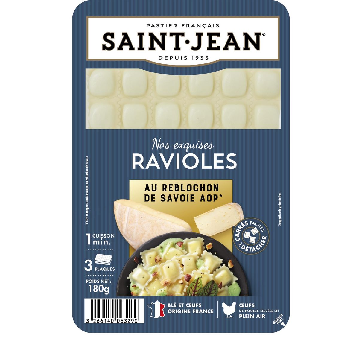 SAINT JEAN Ravioles au reblochon de Savoie 3 pièces 180g