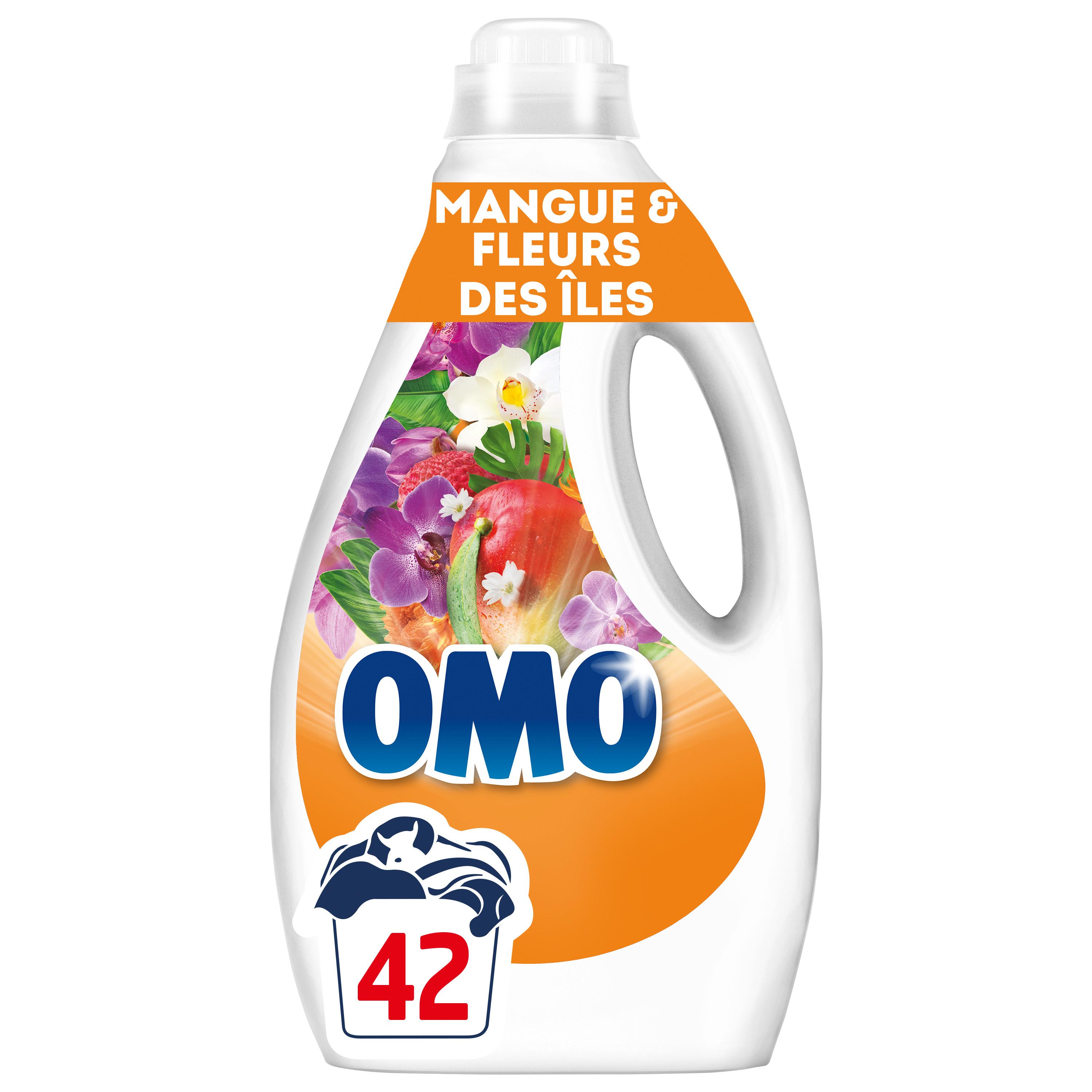 Voir la diapositive 2 : OMO Lessive liquide essence naturelles mangue et fleurs des îles 42 lavages 1,764l