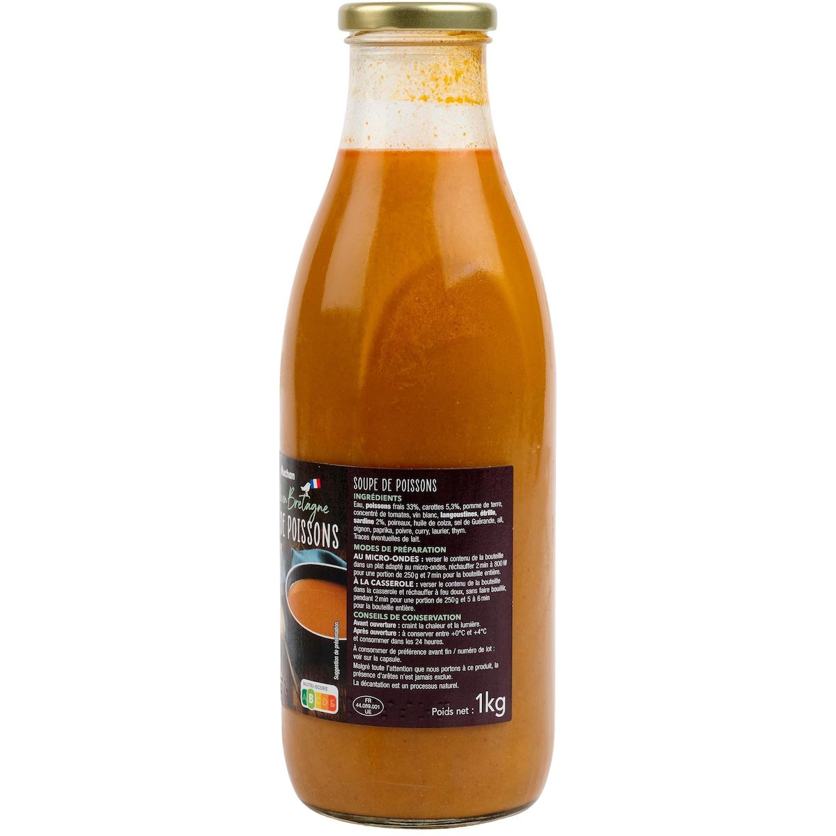 AUCHAN TERROIR Soupe de poissons recette bretonne 1l