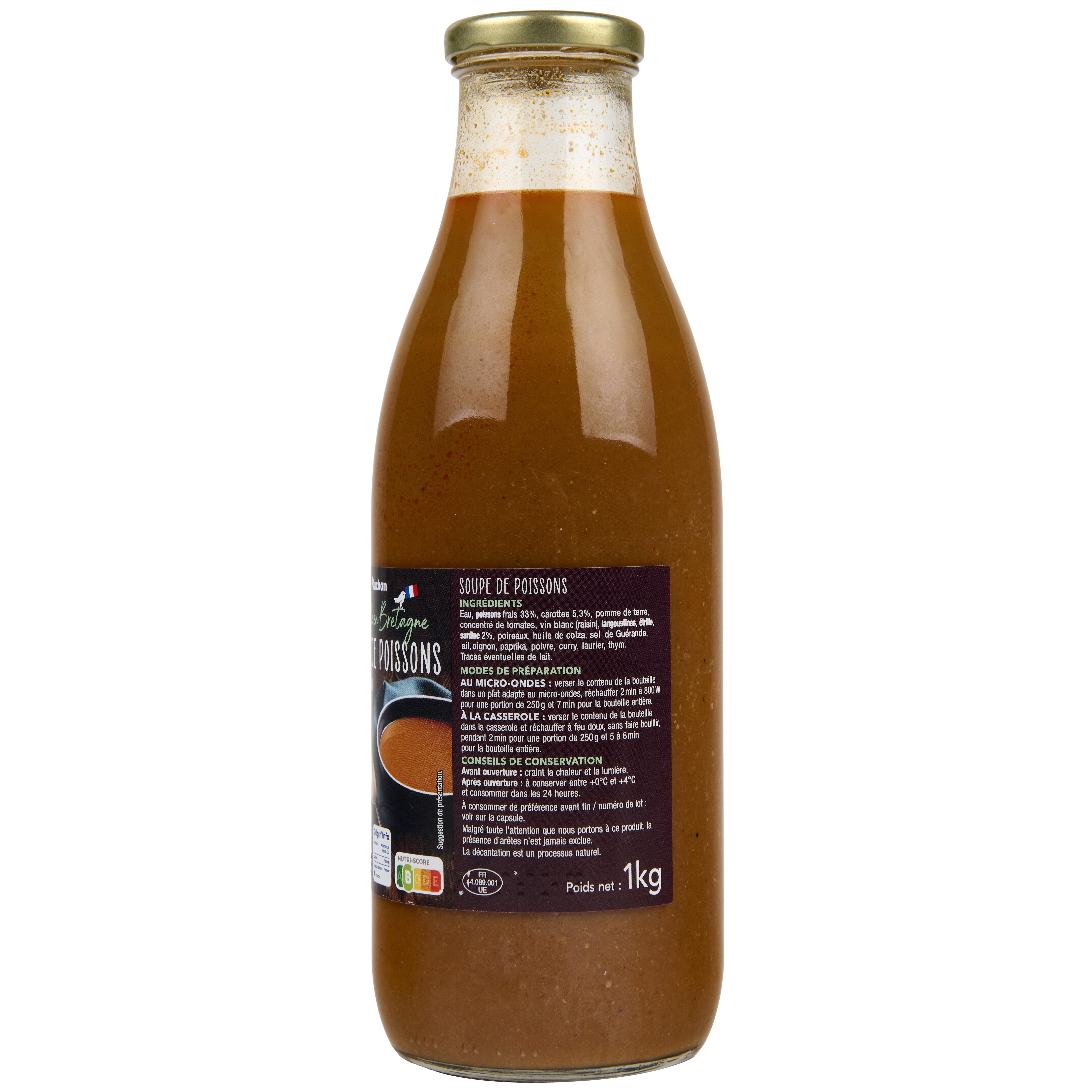 Voir la diapositive 3 : AUCHAN TERROIR Soupe de poissons recette bretonne 1l