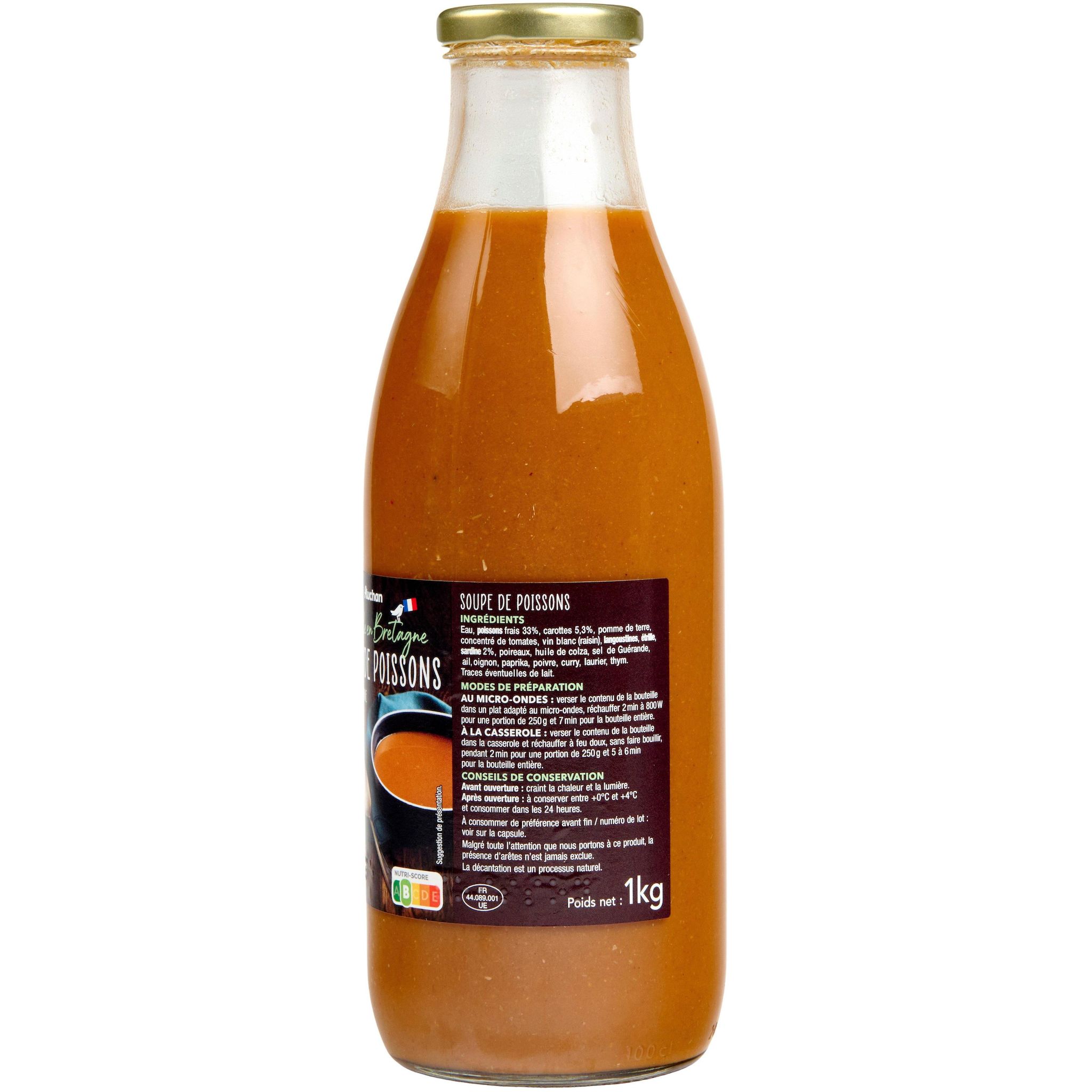 Voir la diapositive 3 : AUCHAN TERROIR Soupe de poissons recette bretonne 1l