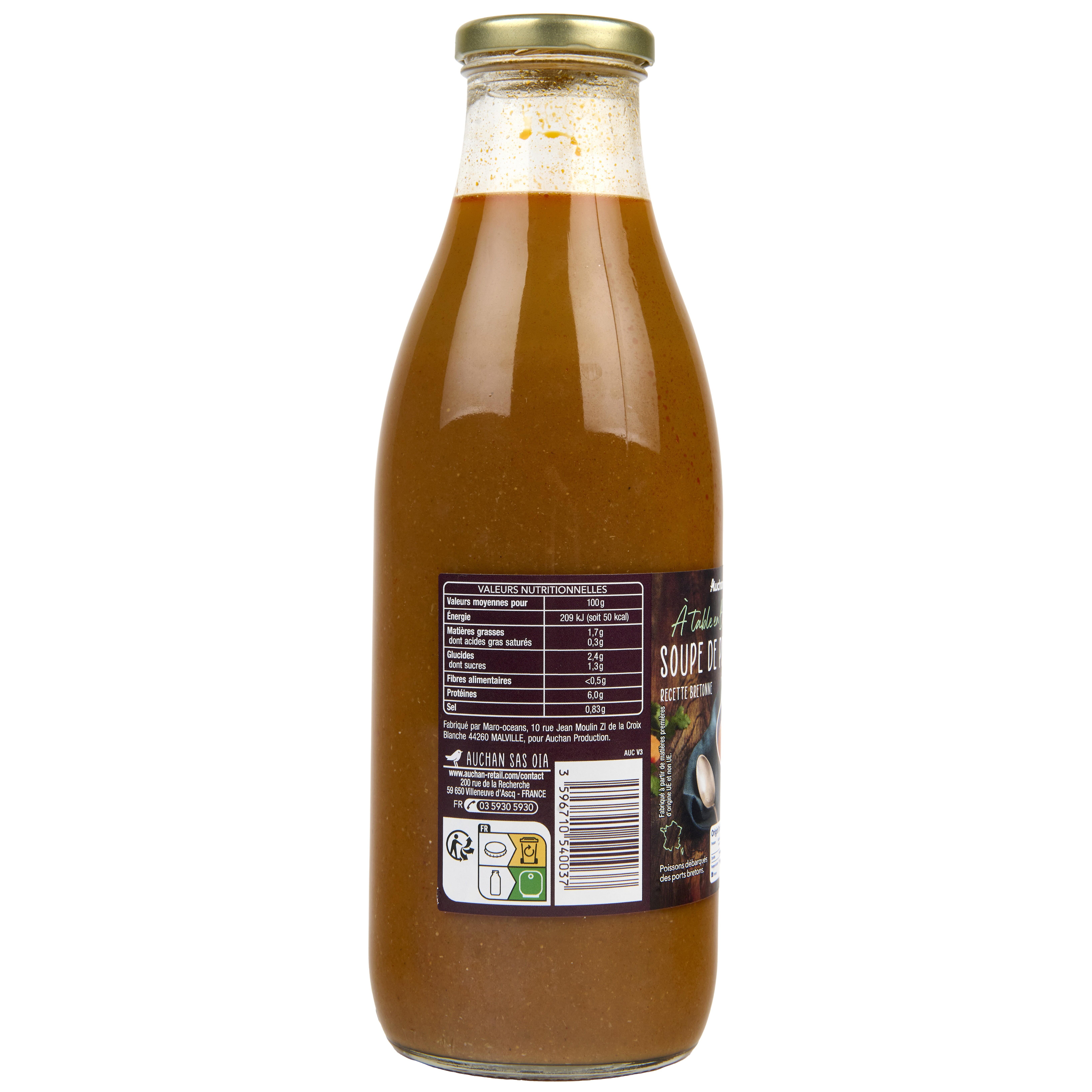Voir la diapositive 4 : AUCHAN TERROIR Soupe de poissons recette bretonne 1l