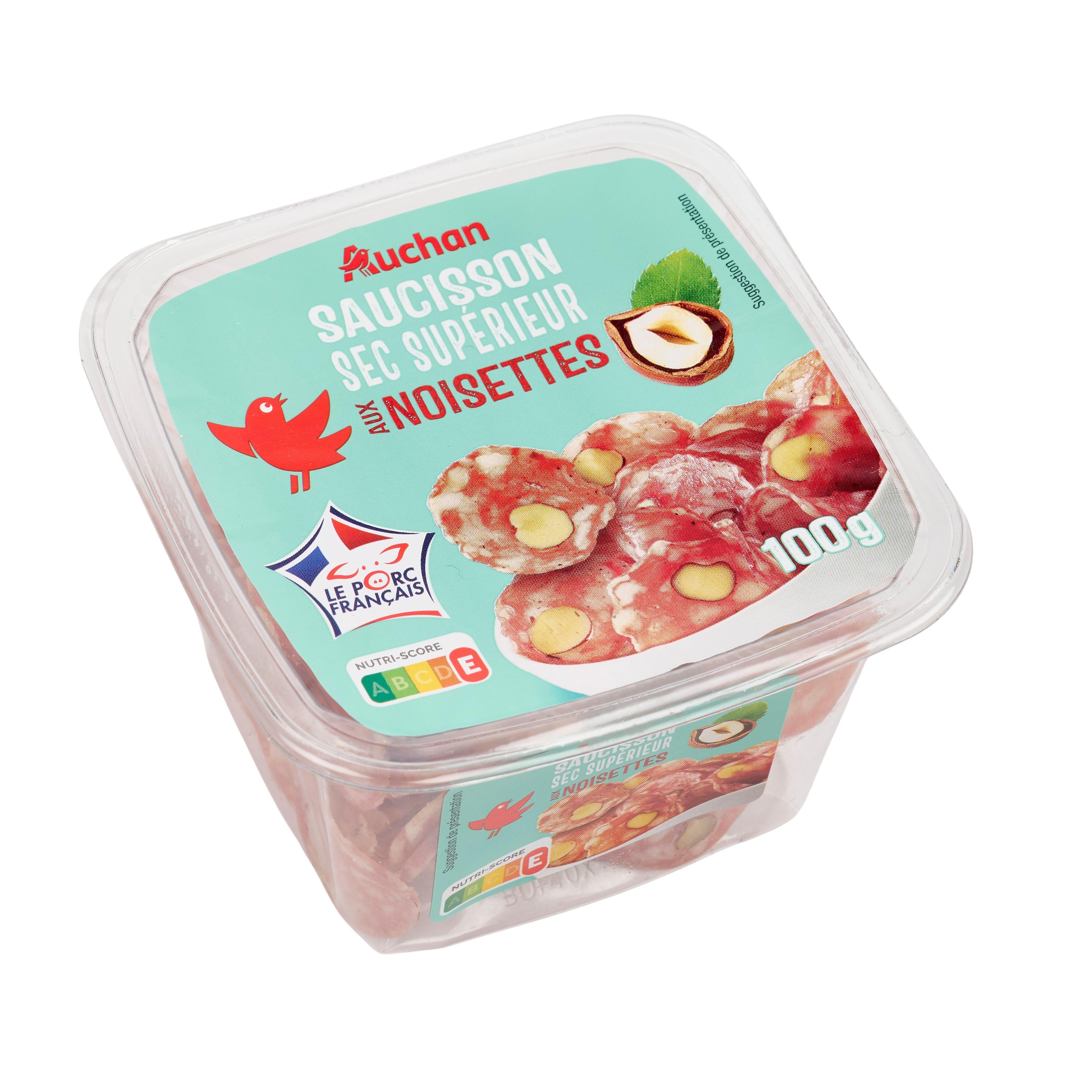 Voir la diapositive 5 : AUCHAN Saucisson sec supérieur aux noisettes bol 100g