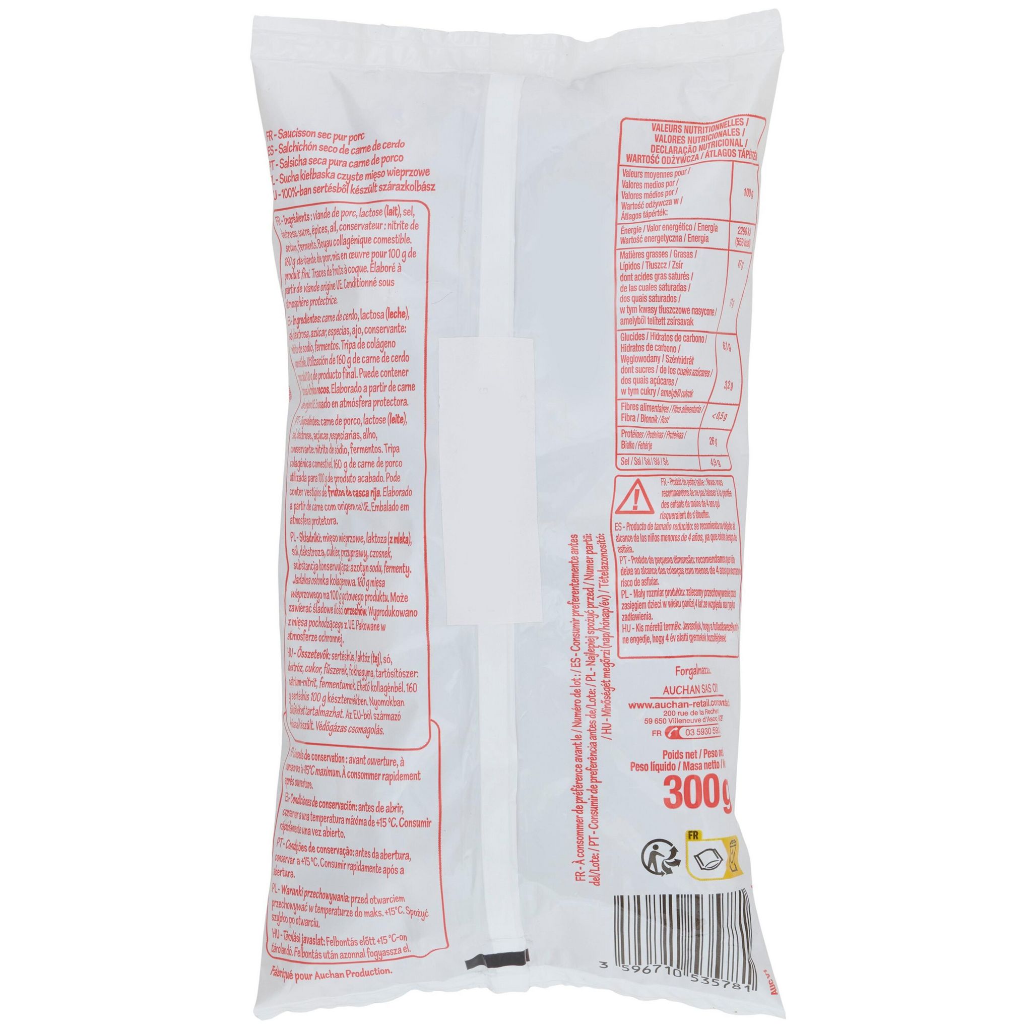 Voir la diapositive 2 : POUCE P'tits saucissons secs 50 pièces environ 300g