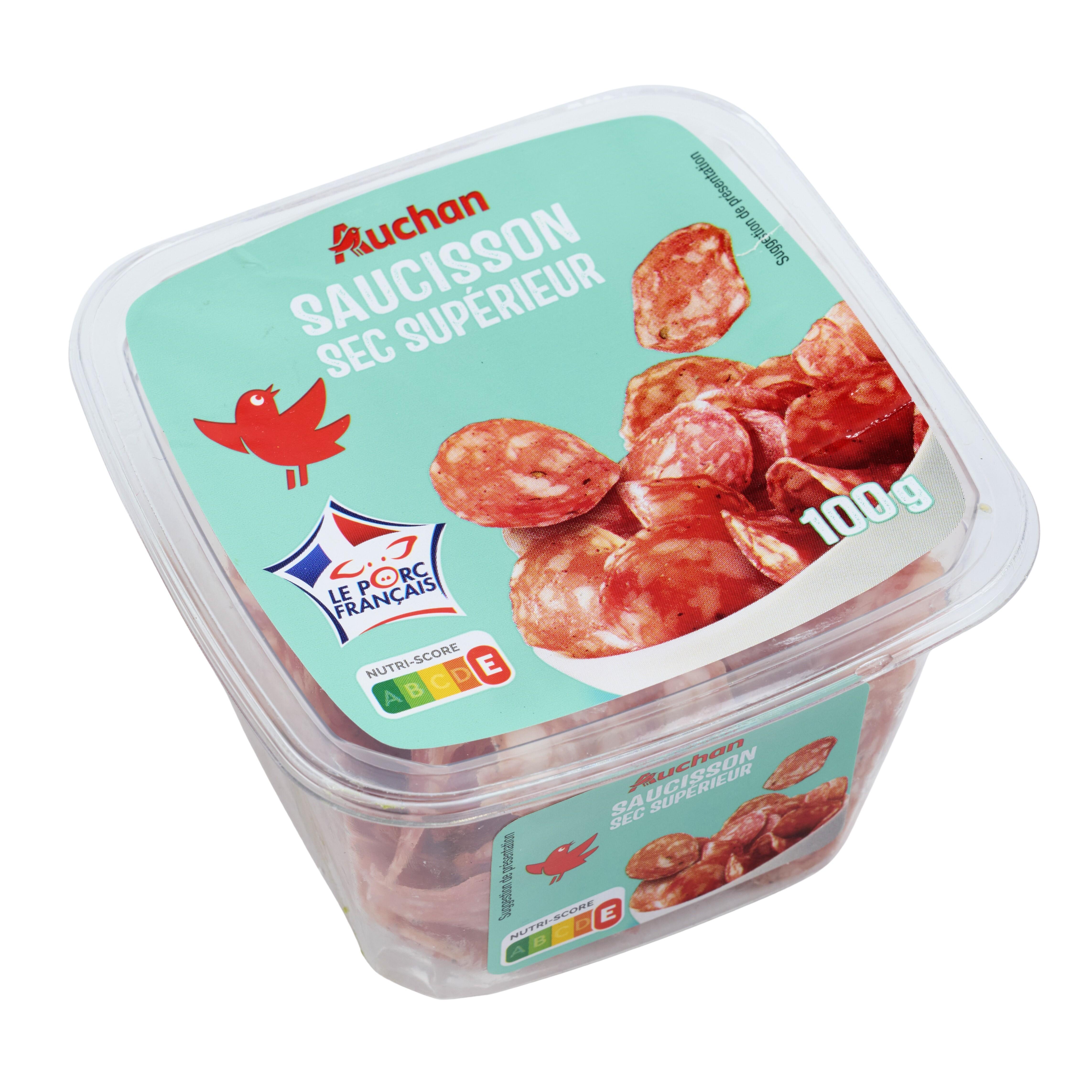 Voir la diapositive 4 : AUCHAN Saucisson sec supérieur bol 100g